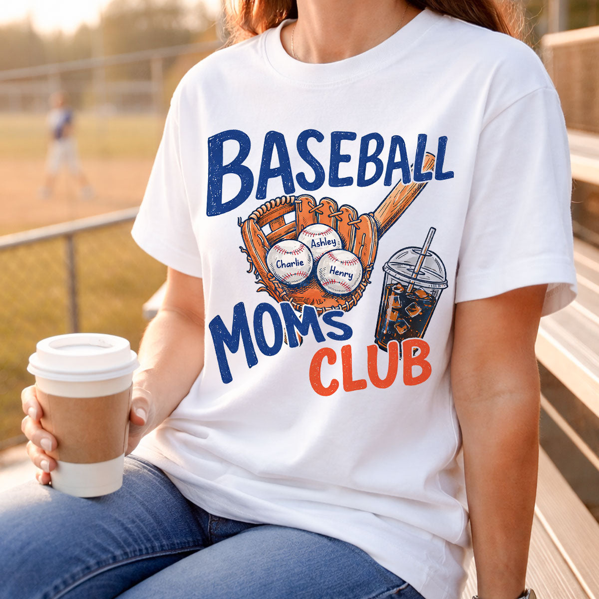 Retro Vintage Trending 2026 Baseball Moms Club - Personalized Shirt - Game Day Shirt For Mom — White