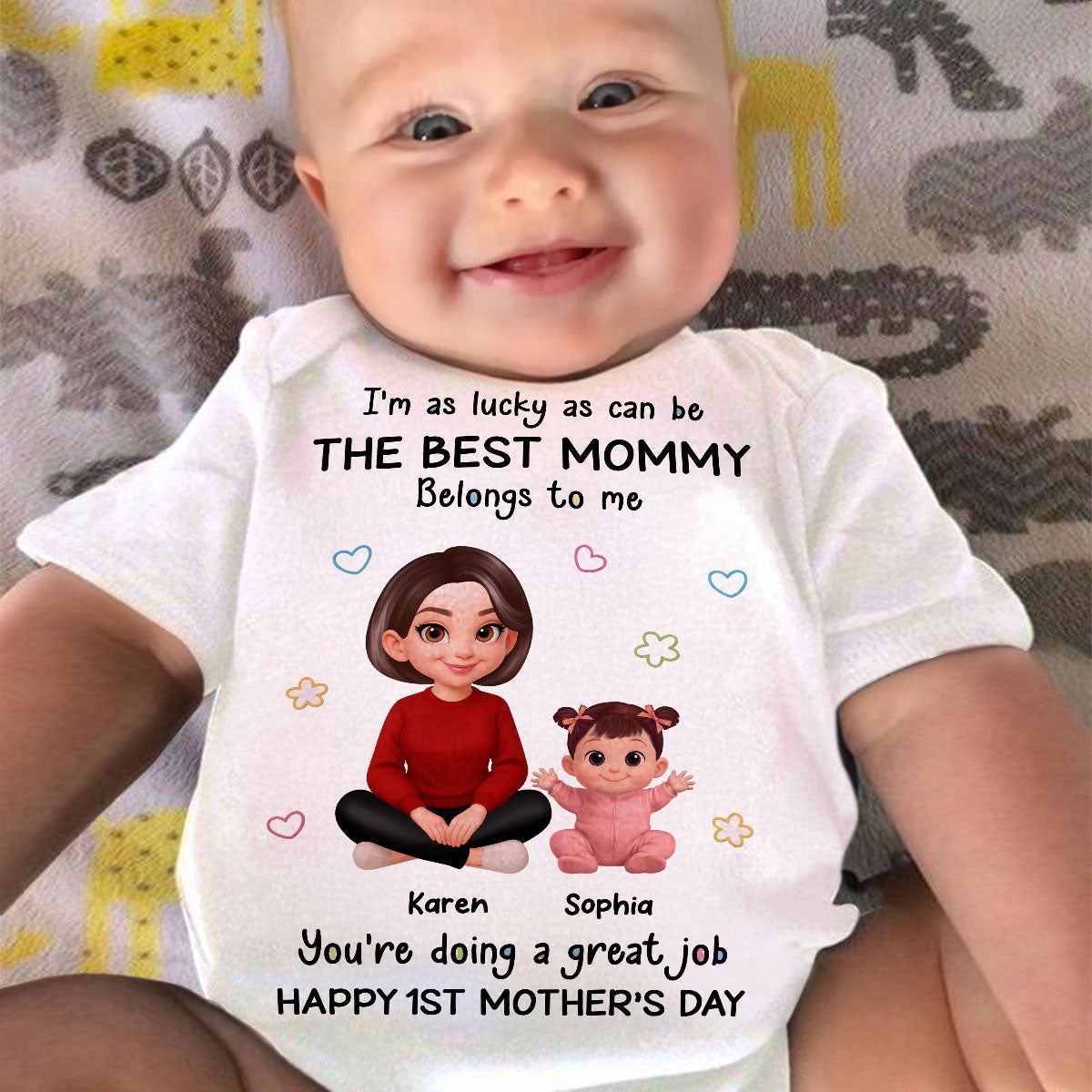 I Am Lucky As Can Be The Best Mommy - Personalized Baby Onesie - First Mother's Day Baby Gift — White