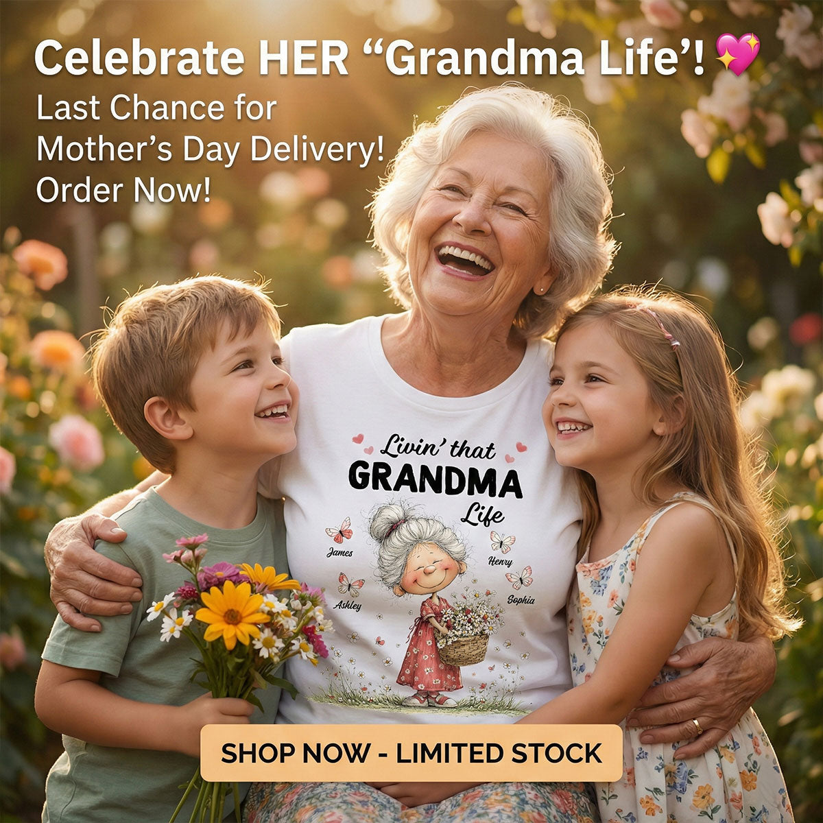 Viviendo esa vida feliz de abuela estilo fantasioso - Camiseta personalizada - Regalo para abuela, mamá — Blanco