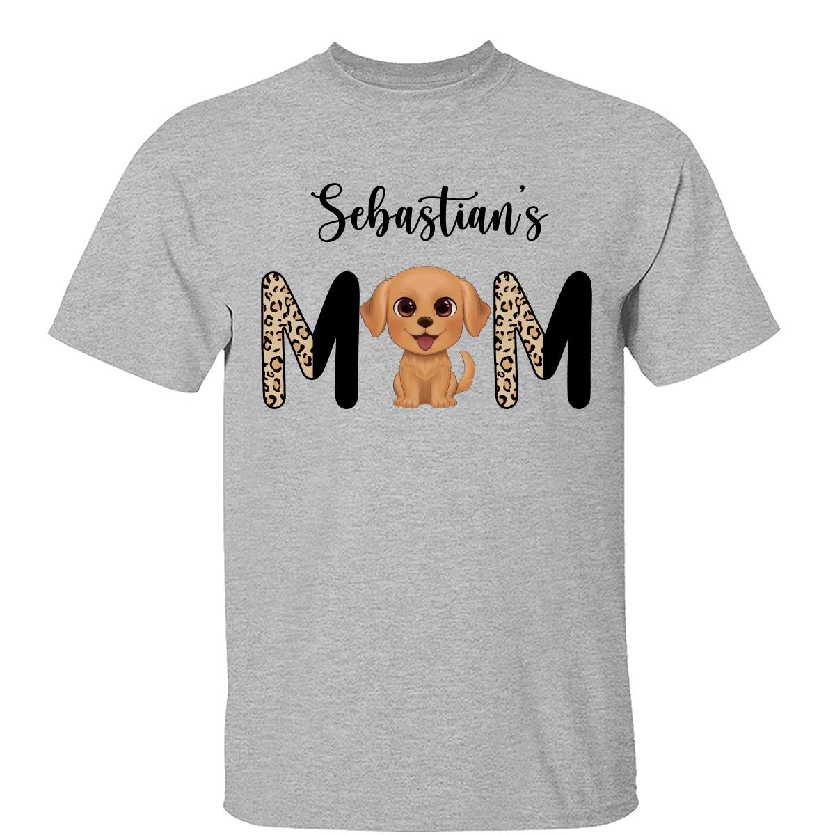 Camiseta Personalizada Mamá de Perro Estampado Medio de Leopardo Acuarela Perro Lindo — Gris Sport
