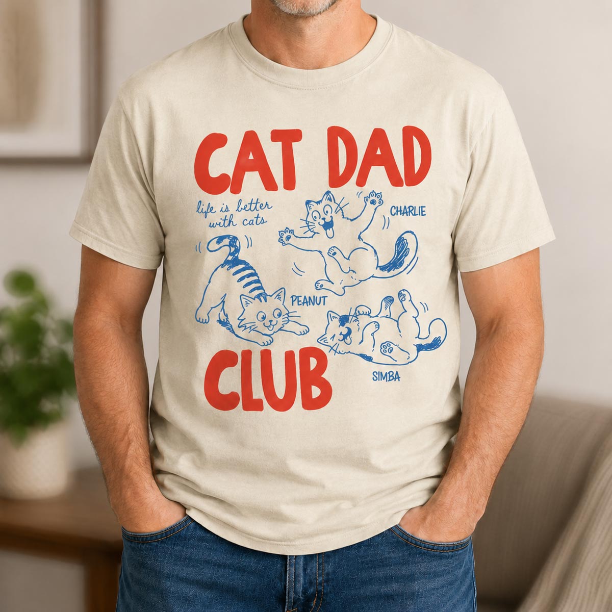 Funny Cat Dad Club - Personalized Shirt - Father's Day Gift for Cat Dad — Sand