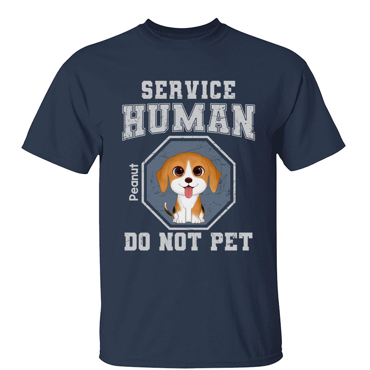 Service Human Do Not Pet Aquarelle Chiens Mignons T-shirt Personnalisé — Bleu Clair
