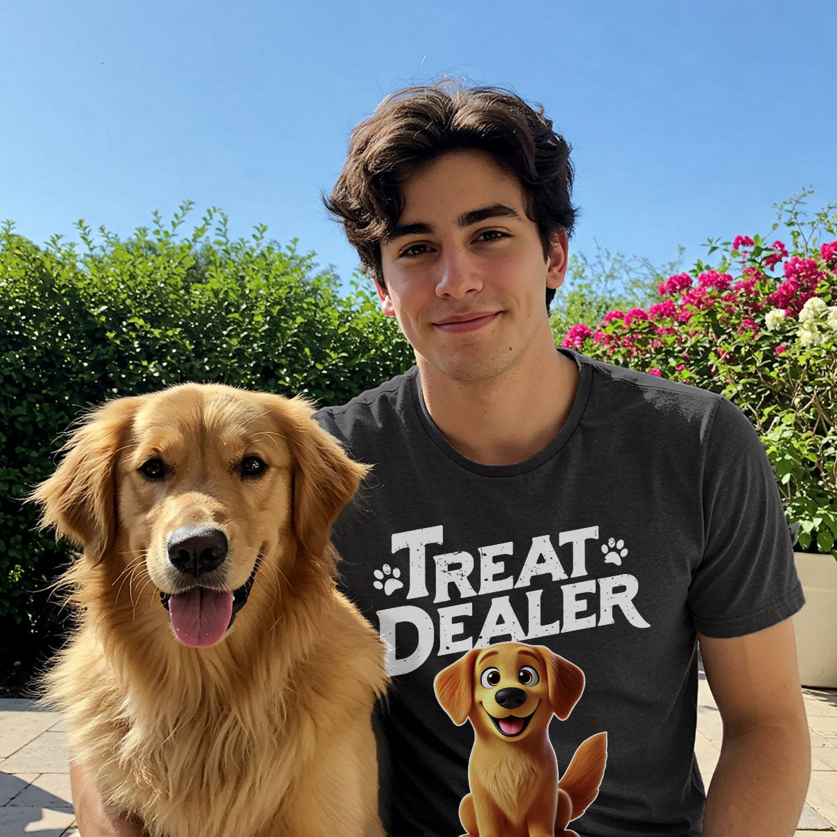 3D Effect Cartoon Dog Treat Dealer Personalized Shirt, Gift For Dog Lovers — Sport Grey