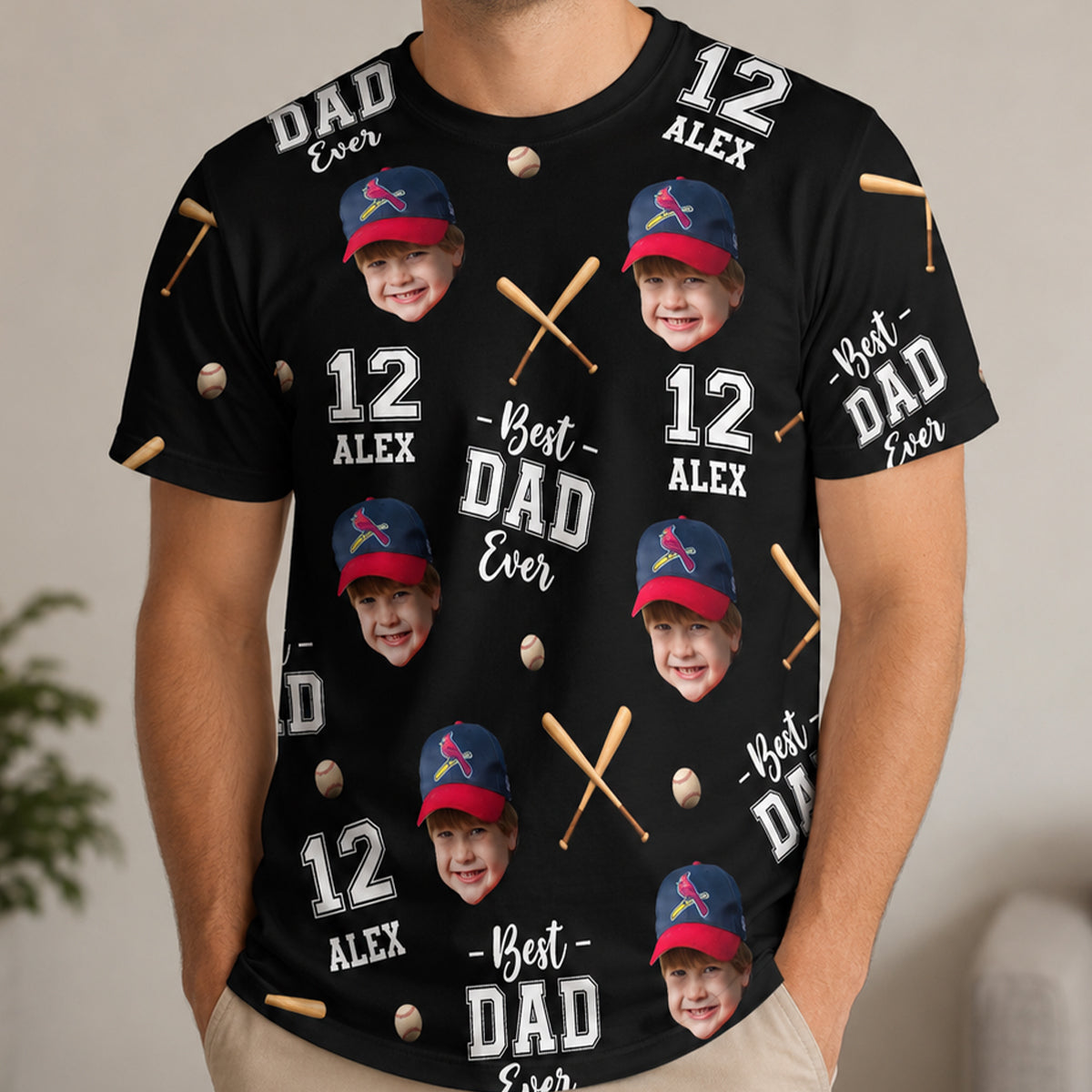 Best Dad Ever Baseball Dad - Personalized Shirt - Heartfelt Gift For Dad, Husband — Black