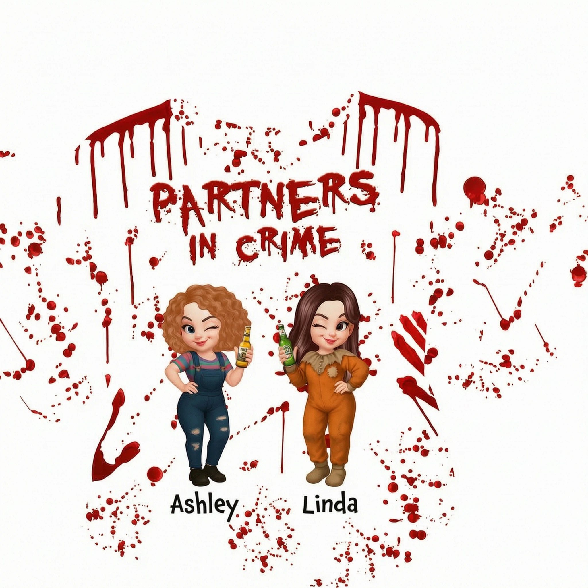 Spooky Halloween Partners In Crime Besties Sisters Personalized 3D Sweatshirt