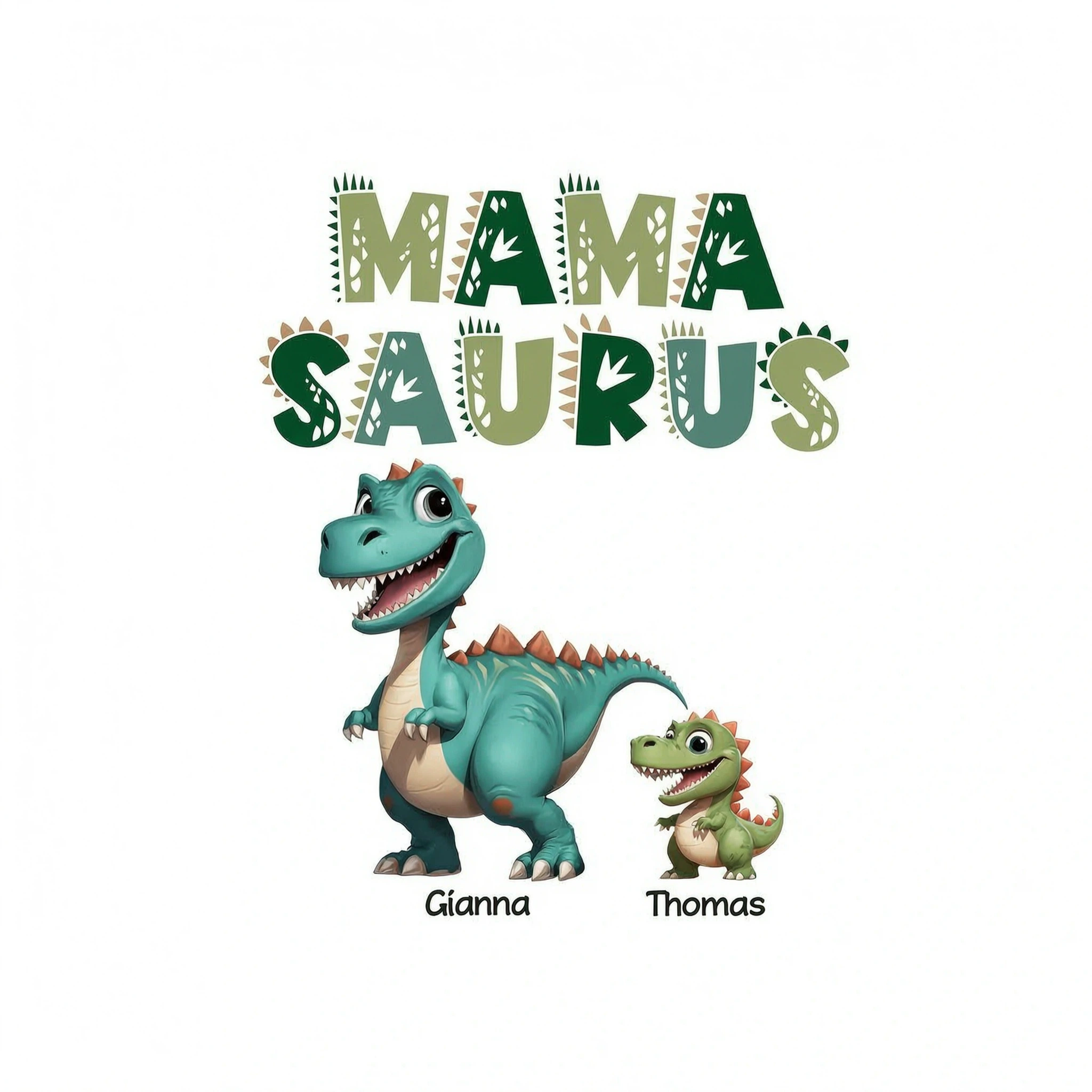 3D Effect Mamasaurus And Babysaurus Personalized Shirts [Set Of 2 Shirts]