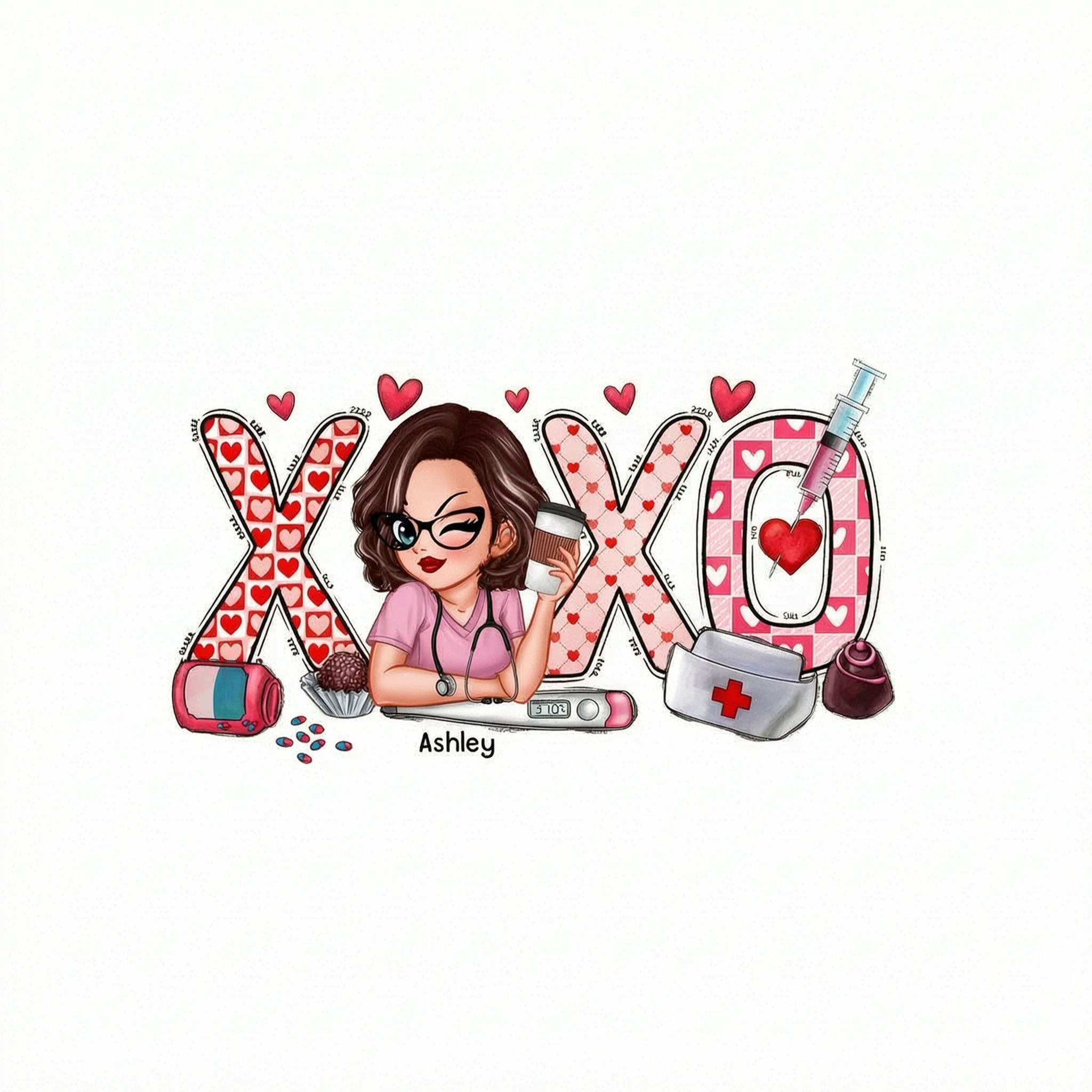 XOXO Nurse Valentines Day Shirt, Sweatshirt, Personalized Gift for Nurses