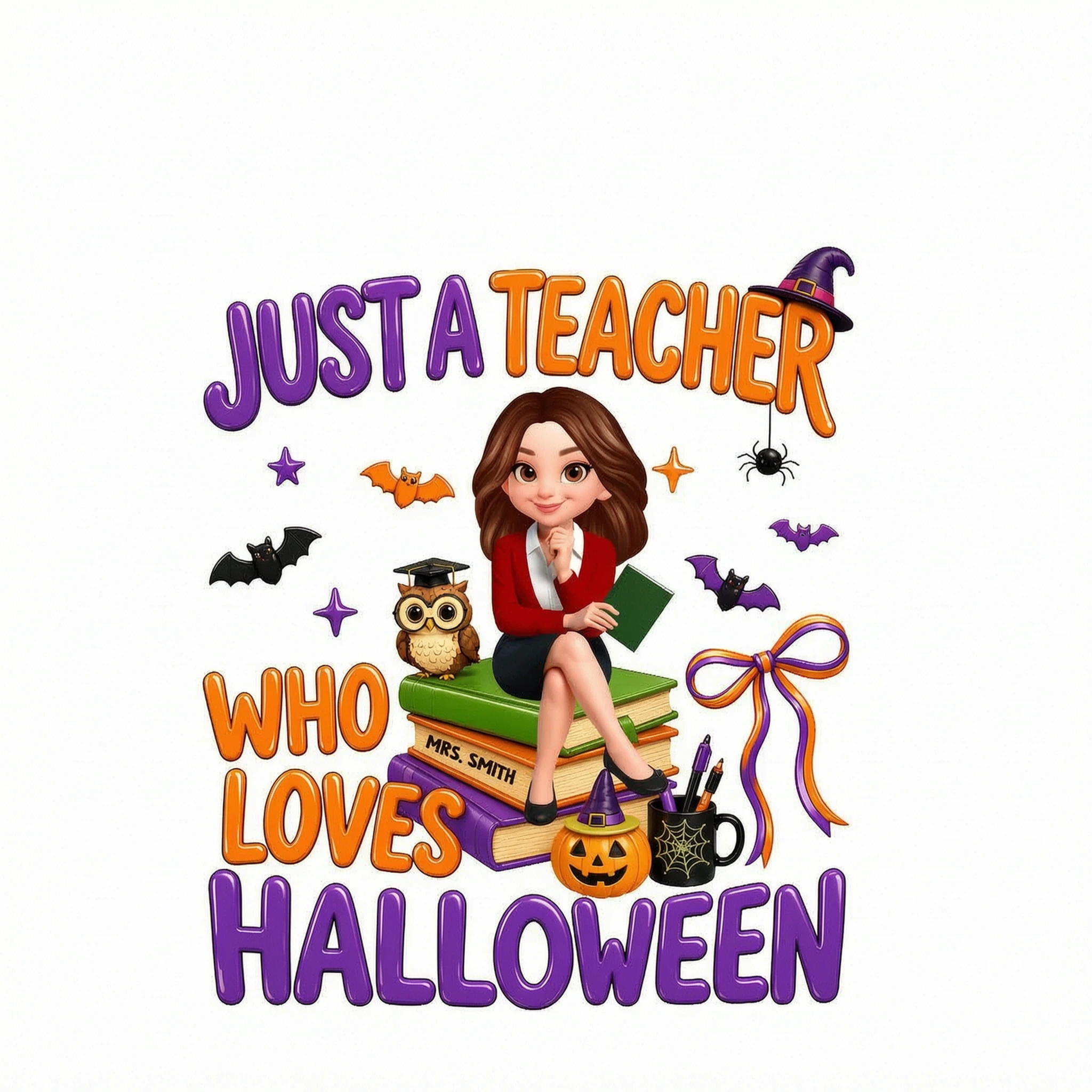 Just A Teacher Who Loves Halloween - Personalized Shirt - Gift For Teacher, Happy Halloween