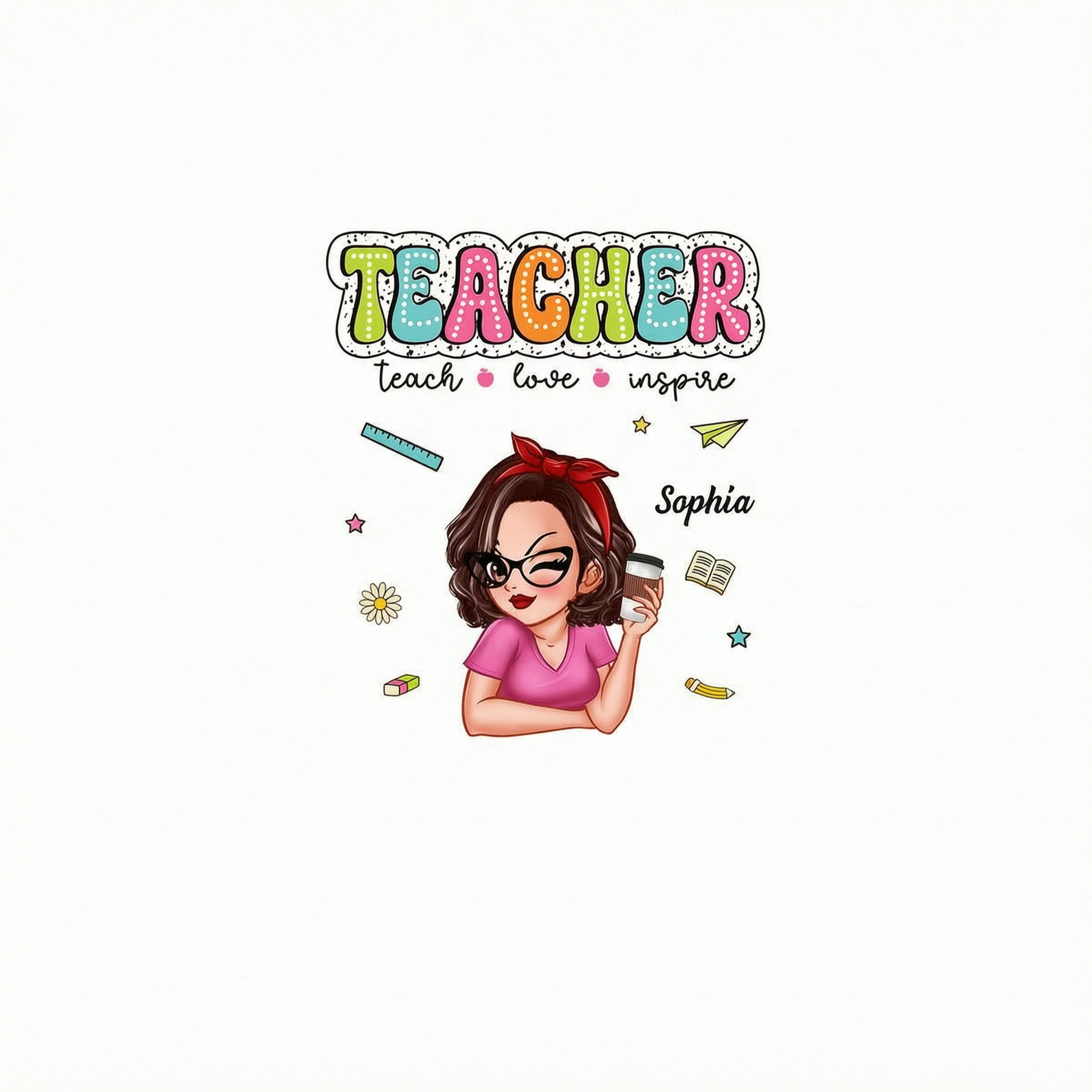Teacher Teach Love Inspire Summer Personalized Shirt, Back To School, Teacher Appreciation, Teacher Gift