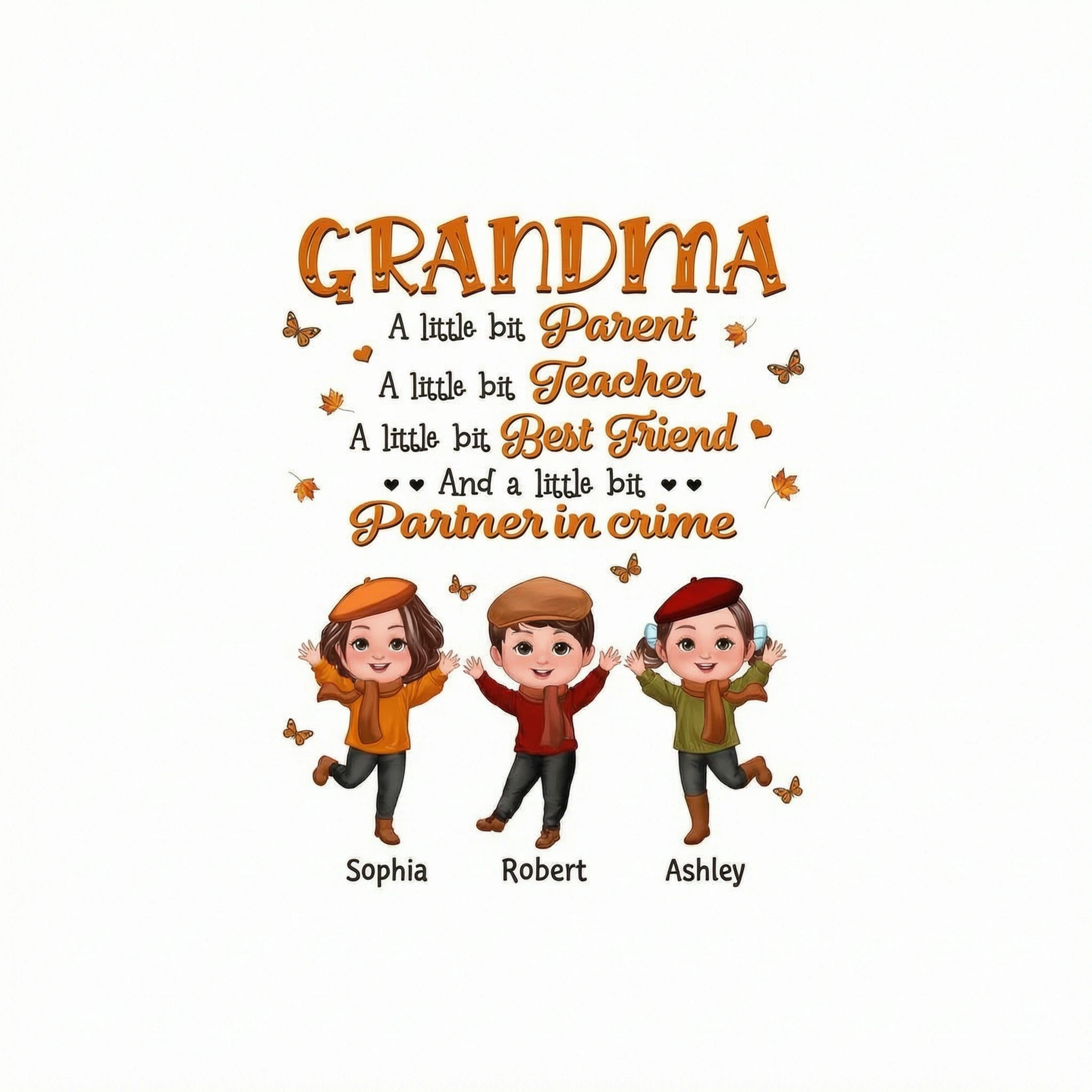 Grandma Fall Season Parent Teacher Best Friend Personalized Shirt