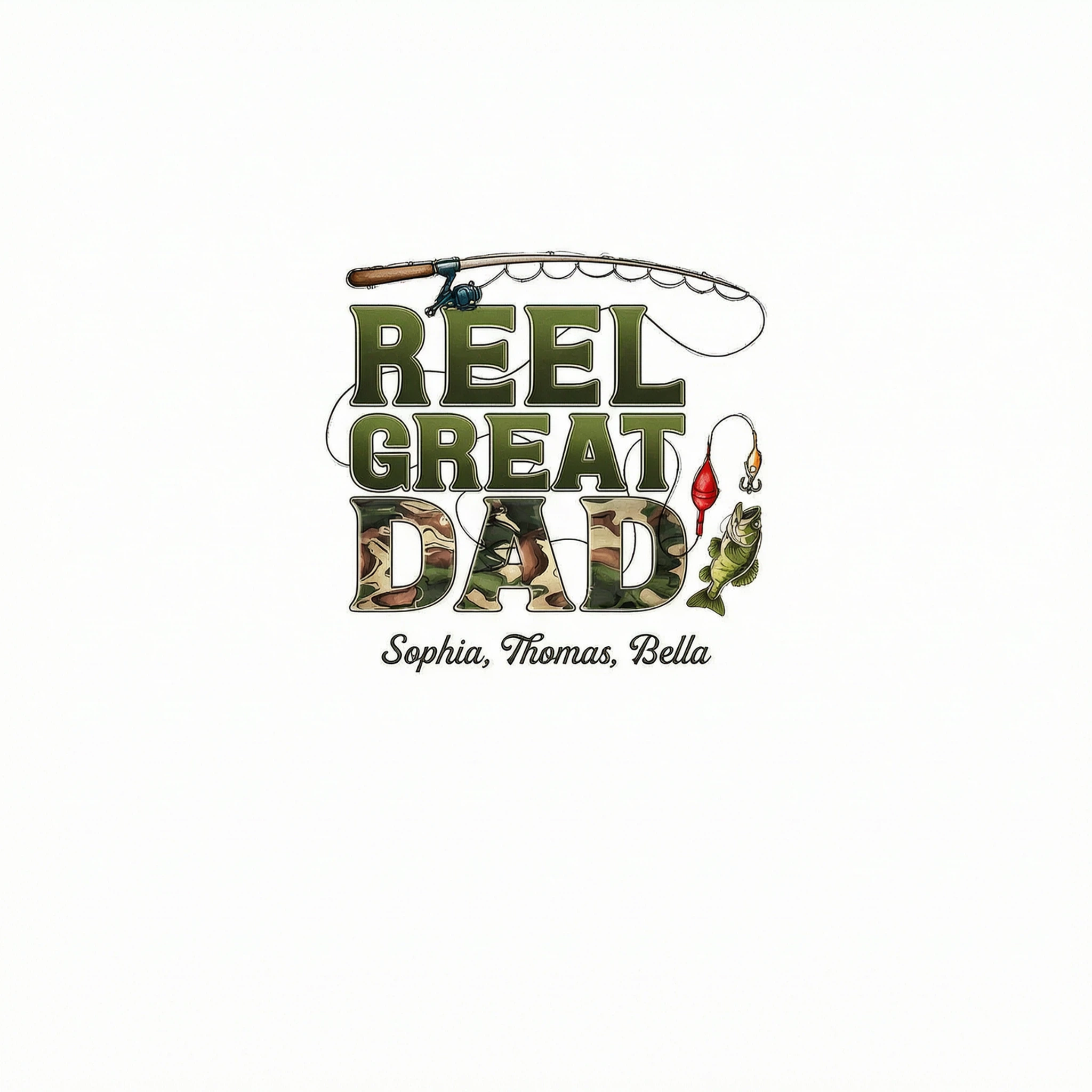 Reel Great Dad Fishing Camouflage Personalized Shirt, Father's Day Gift For Dad, Husband
