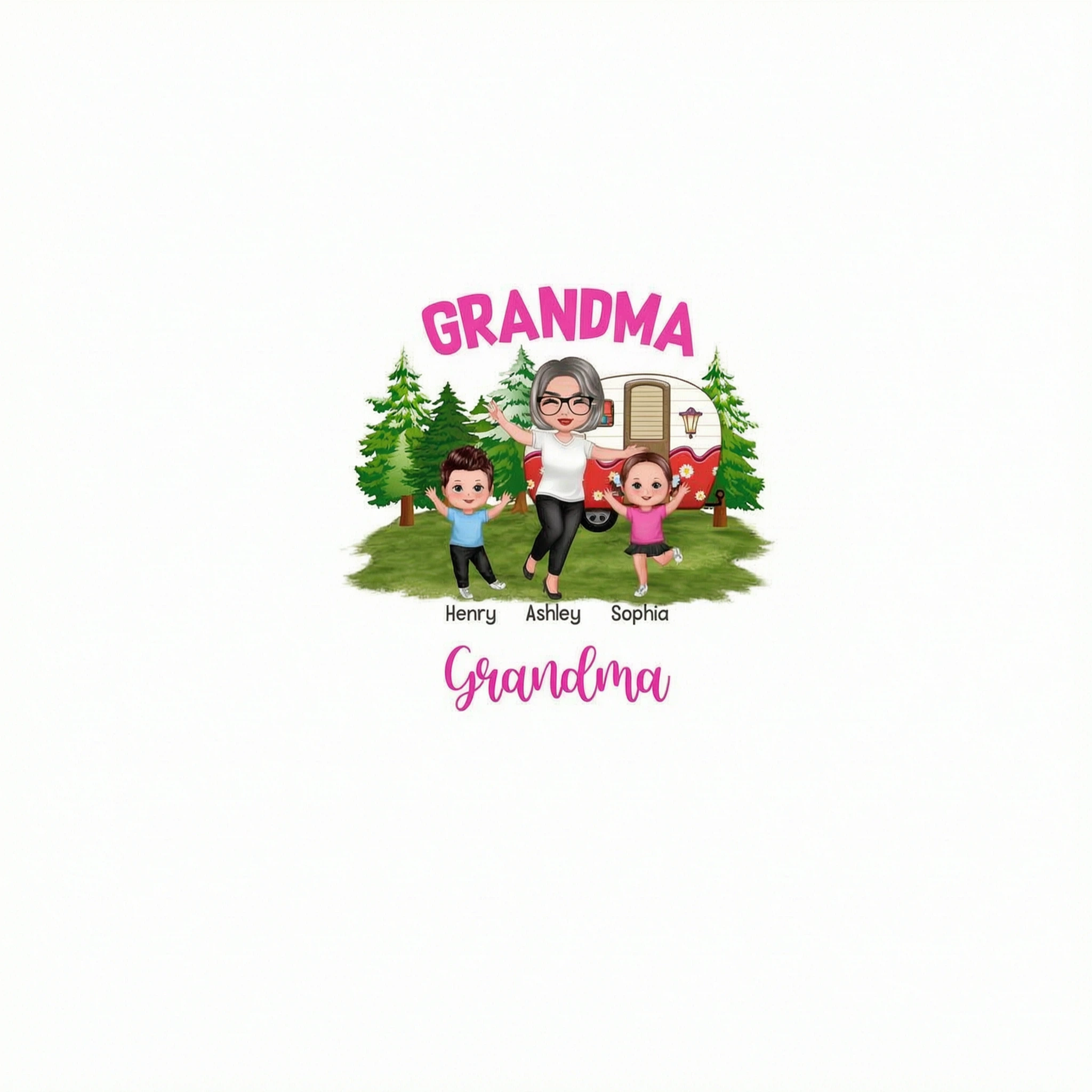 Camping Happy Grandma Grandkids Personalized Shirt