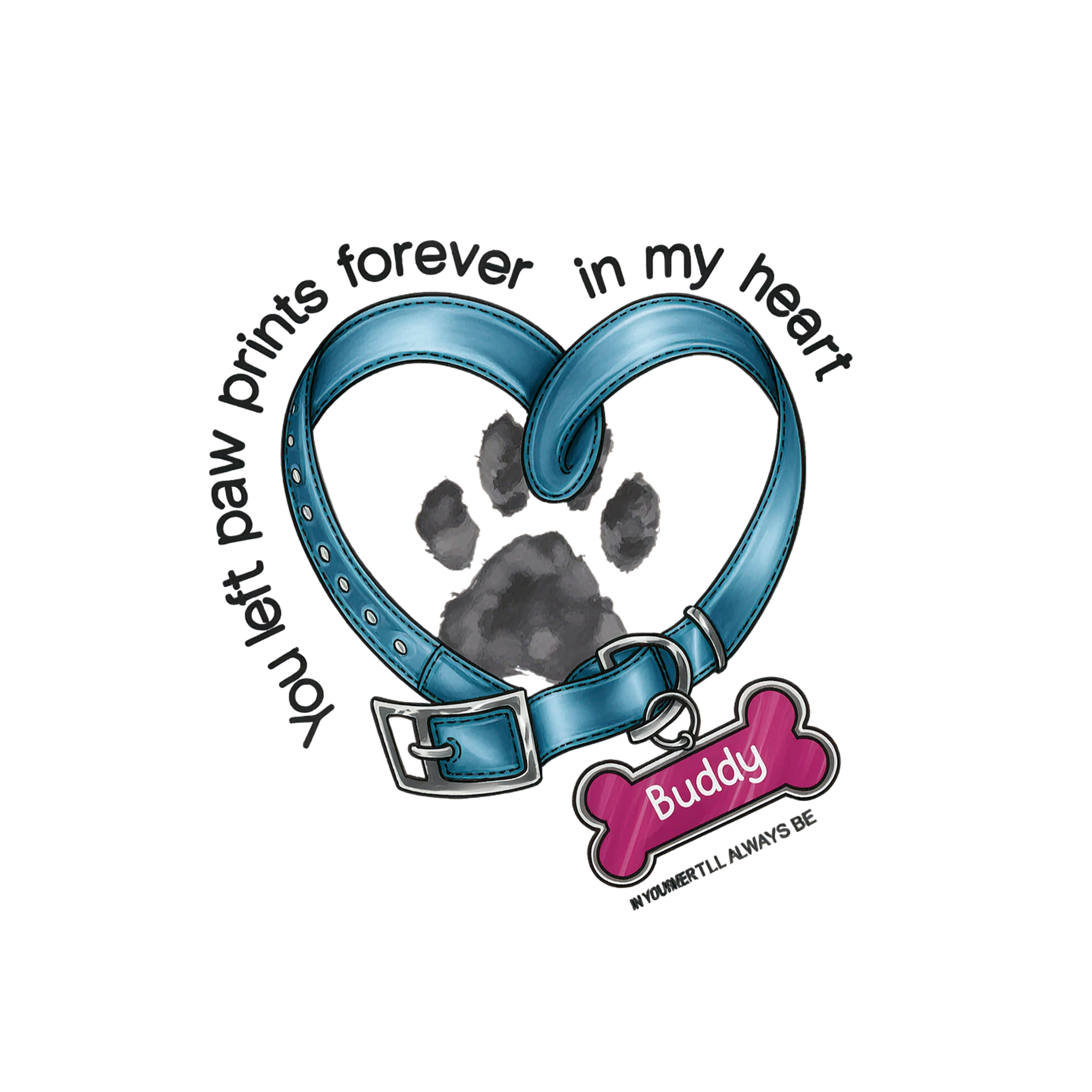 In Your Heart I�ll Always Be Dog Collar Heart Light Color Personalized Sleeve Printed Sweatshirt