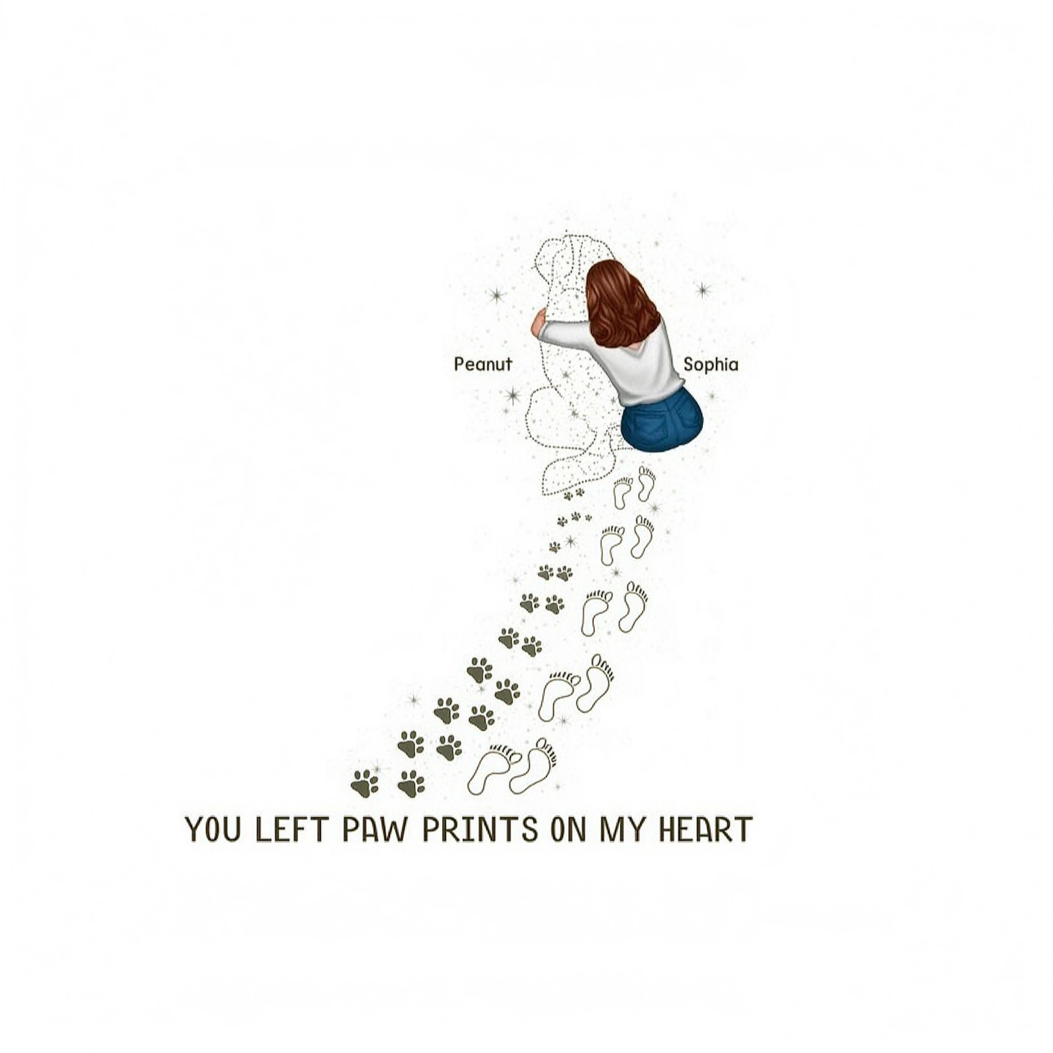 You Left Paw Prints On My Heart Dog Memorial Keepsake Personalized Shirt