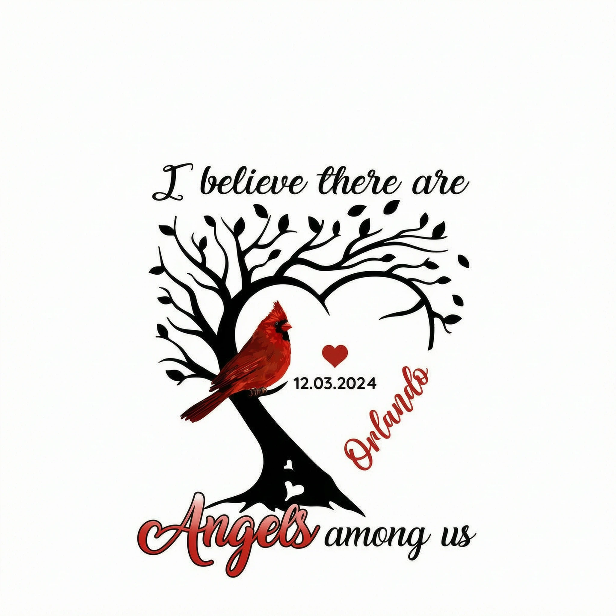 Cardinal Heart Personalized Shirt Memorial Sympathy Shirt