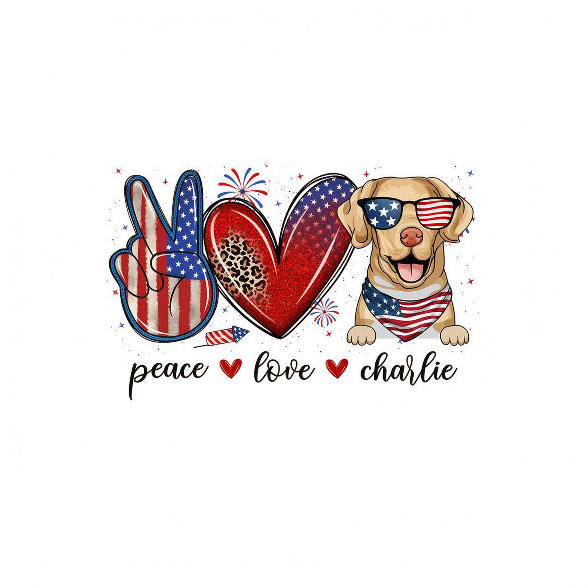 Peace Love Dogs USA Flag Pattern Personalized Shirt, Gift For Dog Mom, Dog Dad, Dog Lovers