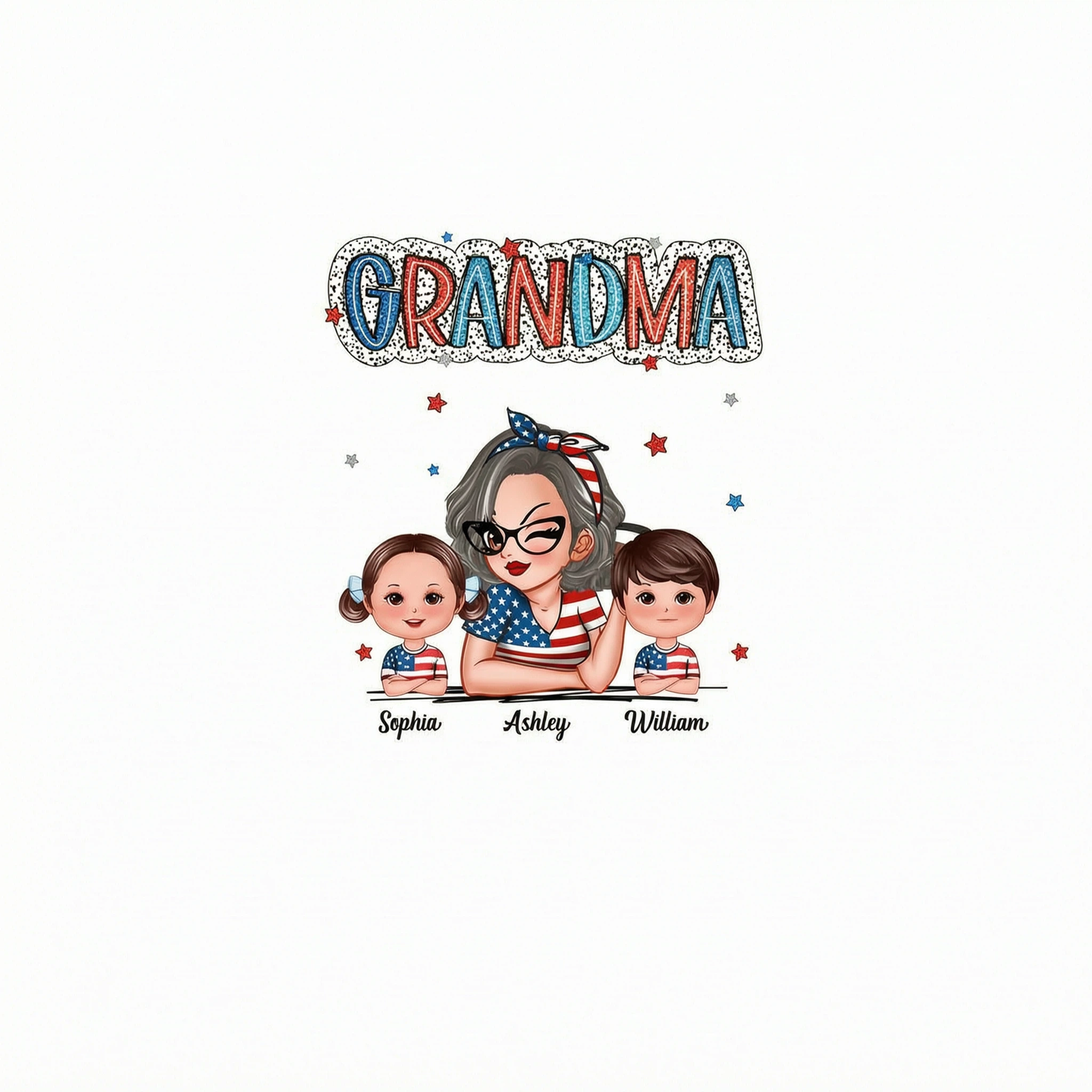 4th Of July Grandma And Grandkids Personalized Shirt, America Independence Day