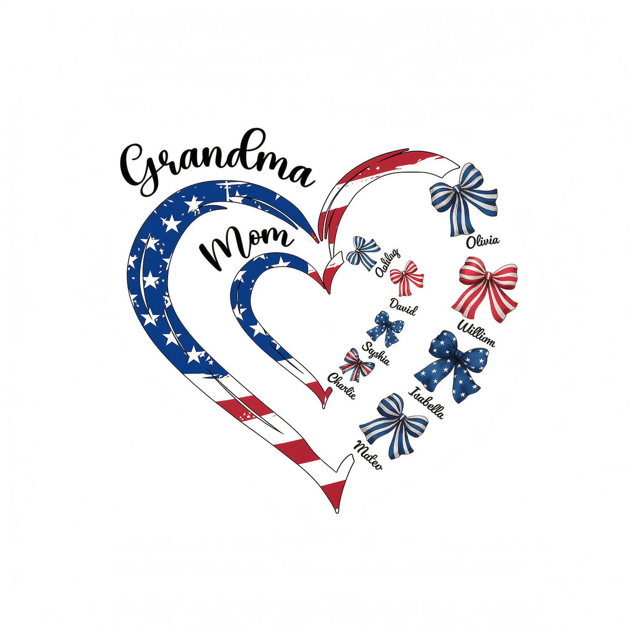 4th Of July First Mom Now Grandma Bow Personalized Shirt, Independence Day