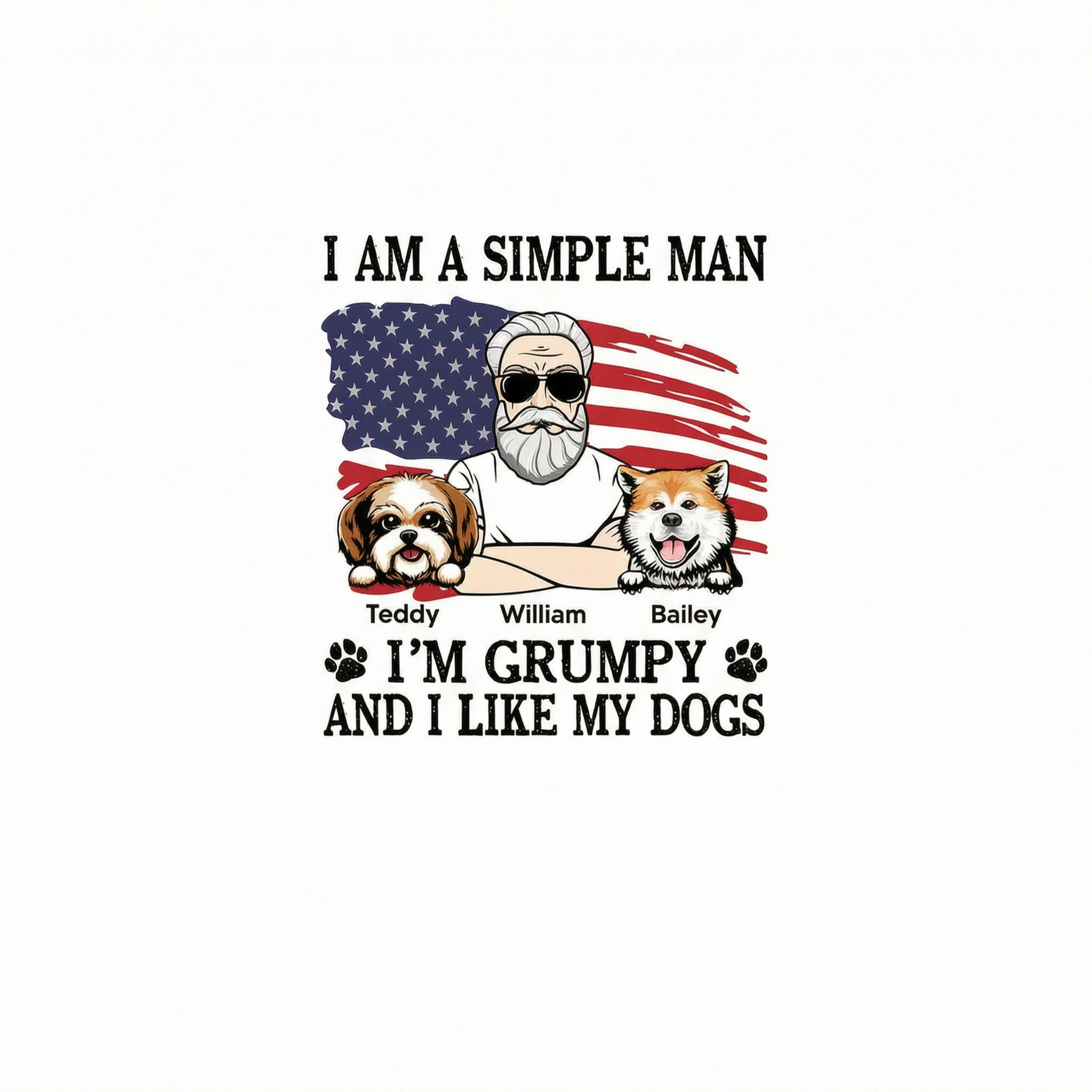 Simple Man Grumpy And Like My Dogs Nation Flag Personalized Shirt, Perfect Gift for Dog Lovers