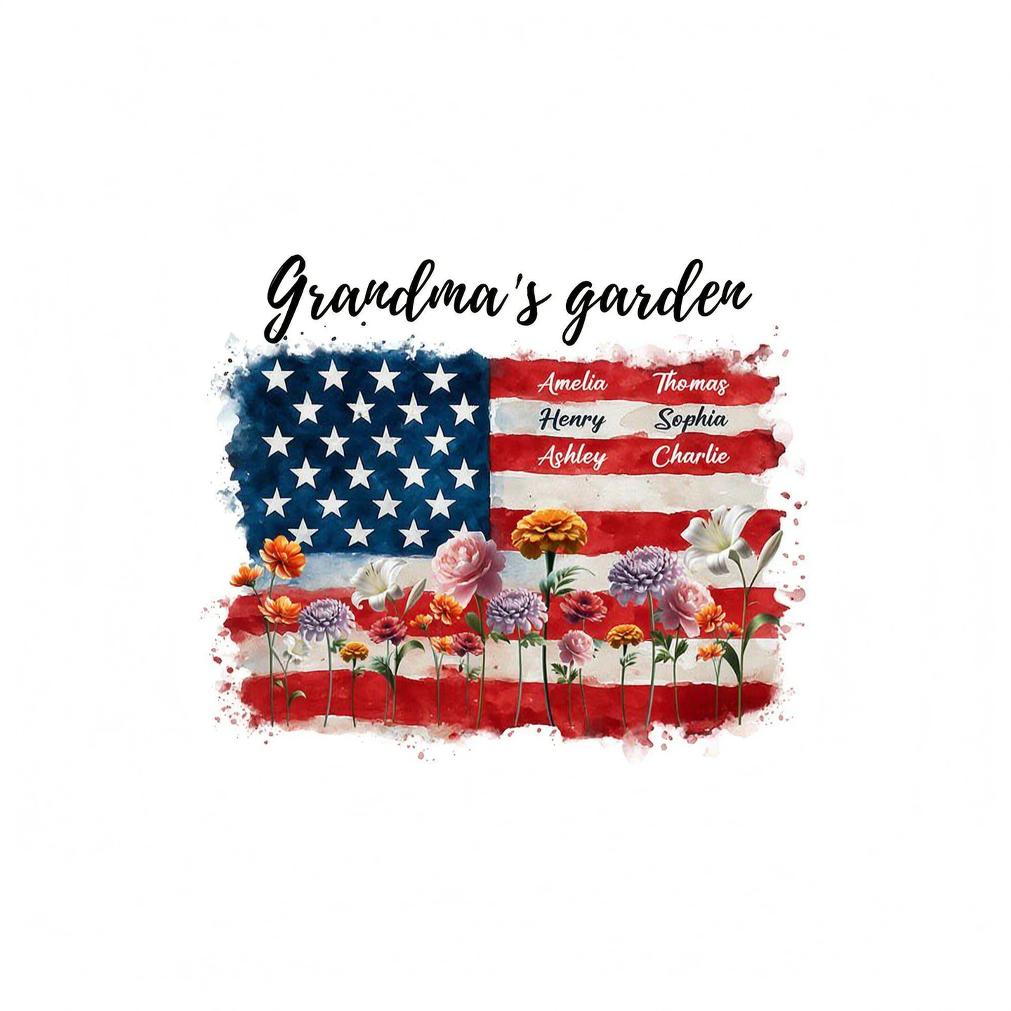 Grandma Garden Nation Flag Floral 4th Of July Personalized Shirt