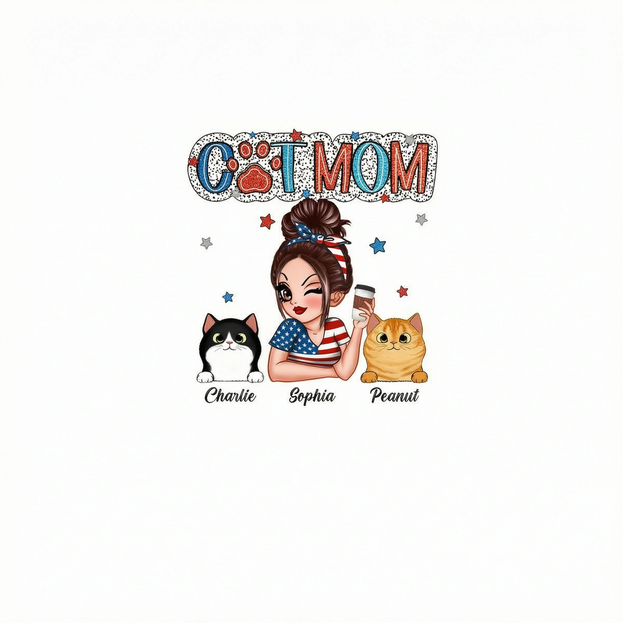 4th Of July Cat Mom Personalized Shirt, Gift For Cat Lover