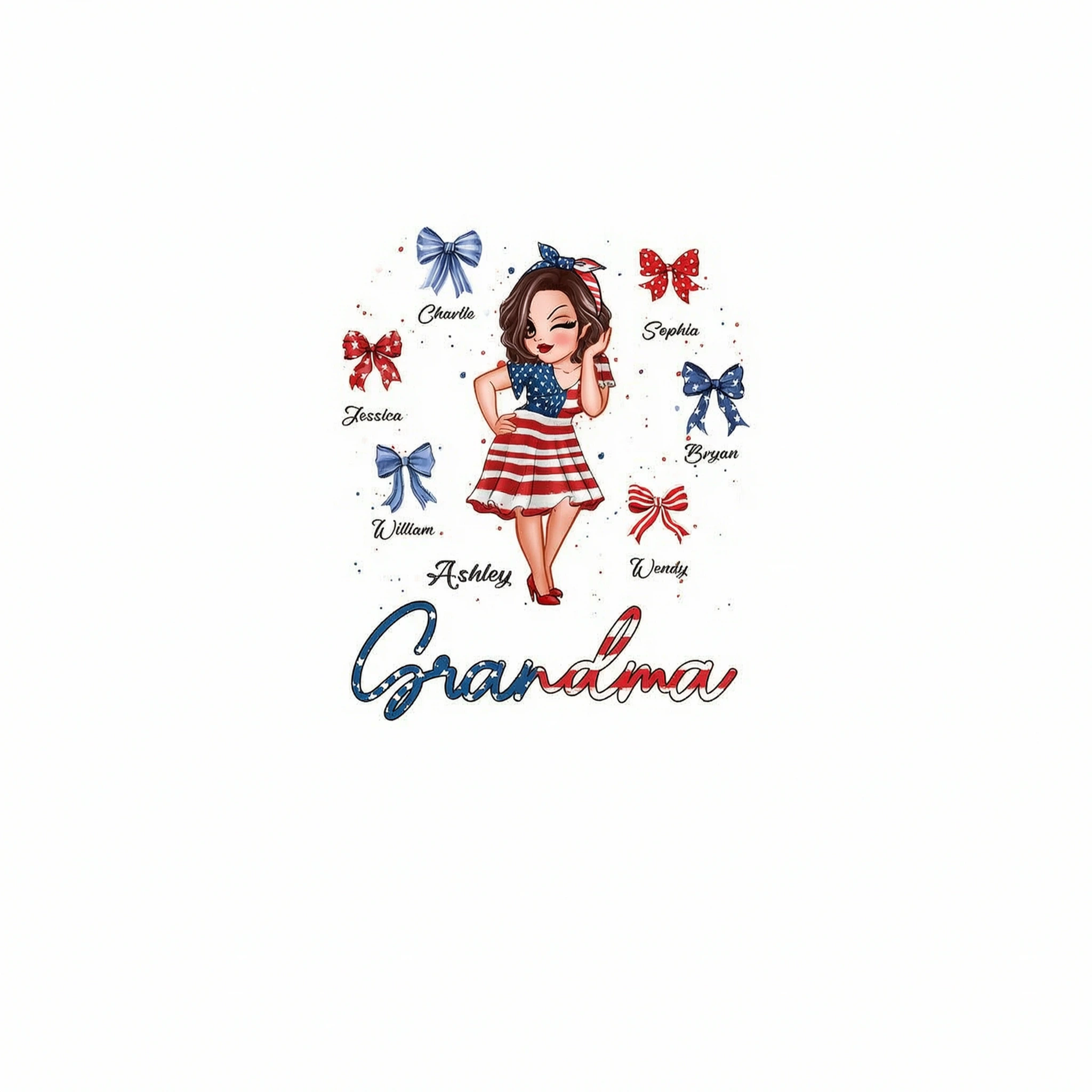 American Grandma Mom Bows Kids Personalized Shirt