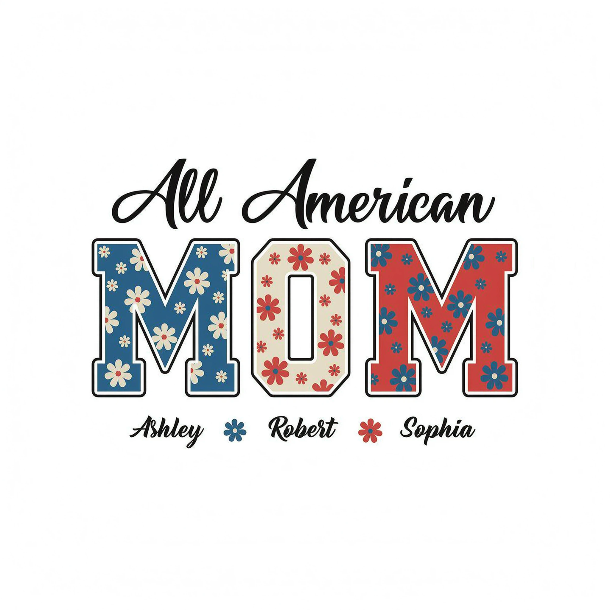 All American Mom 4th Of July Floral Independence Day Personalized Shirt