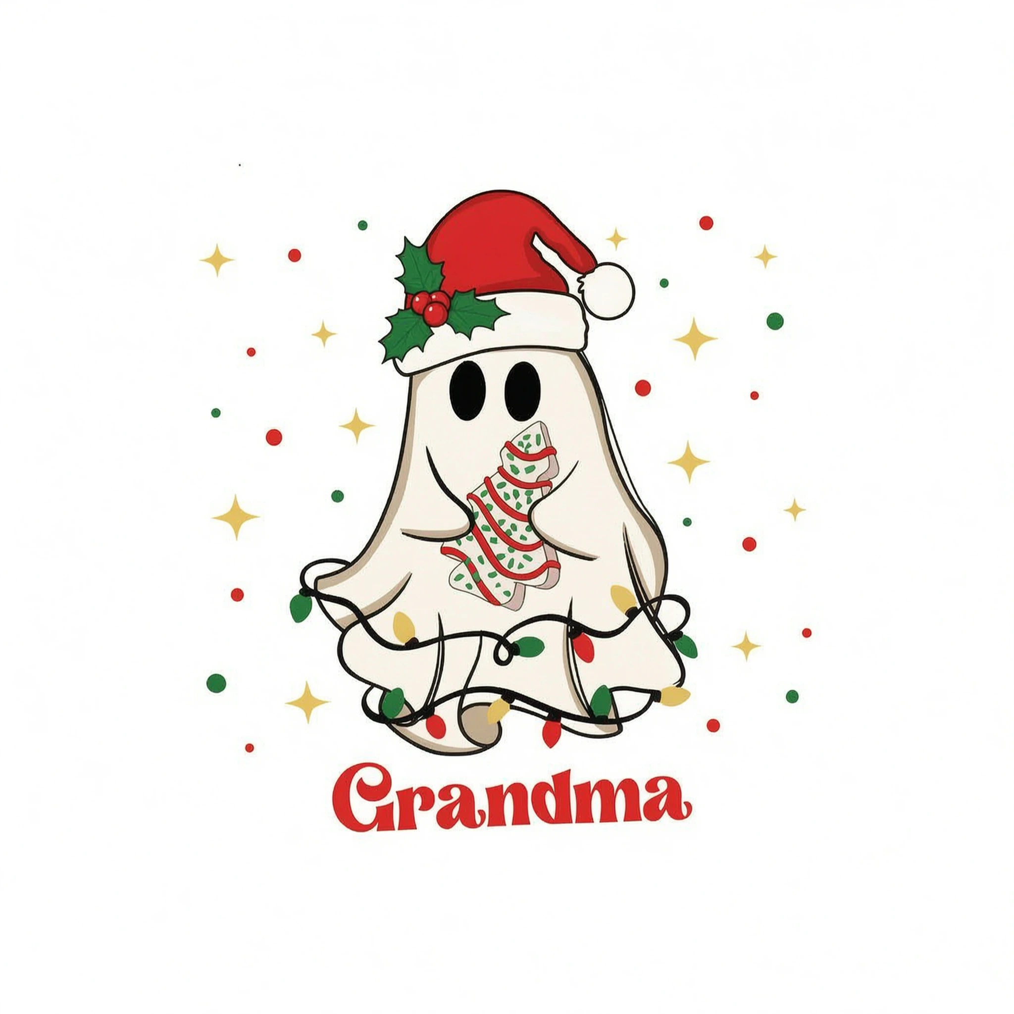 Christmas Cute Boo Grandma Grandkids Personalized Sleeve Printed Sweatshirt