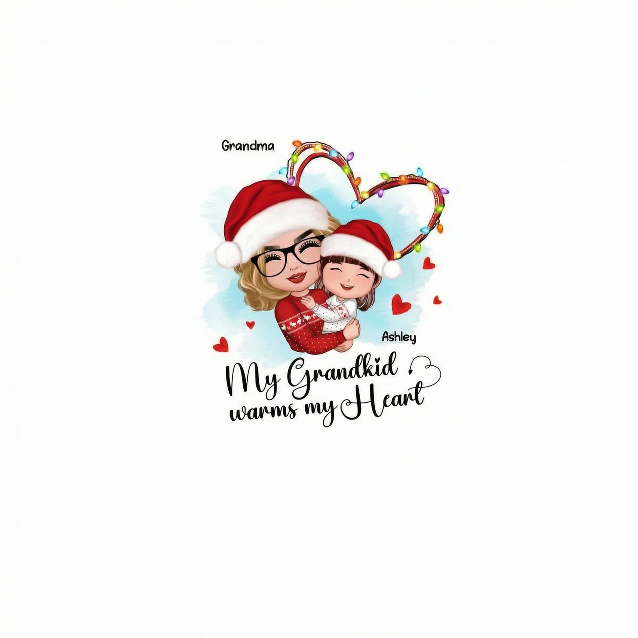 Christmas Doll Grandma Hugging Kid My Grandkids Warm My Heart Personalized Shirt
