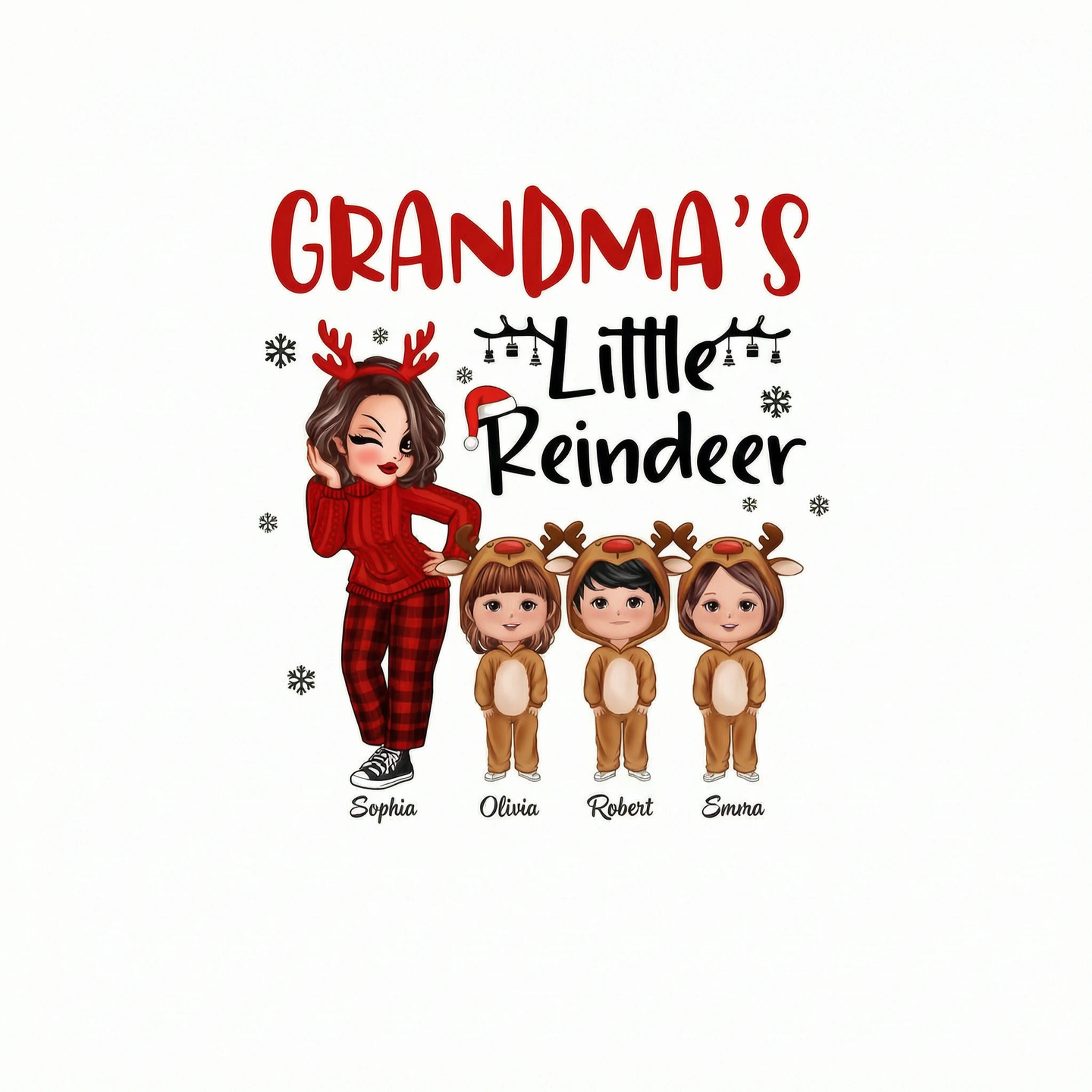 Christmas Pretty Grandma�s Little Reindeer Doll Kids Personalized Shirt