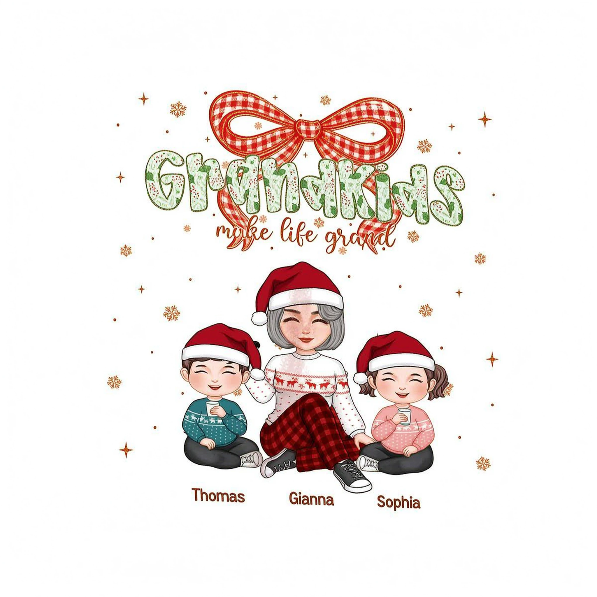 Grandkids Make Life Grand Coquette Floral Christmas Pattern