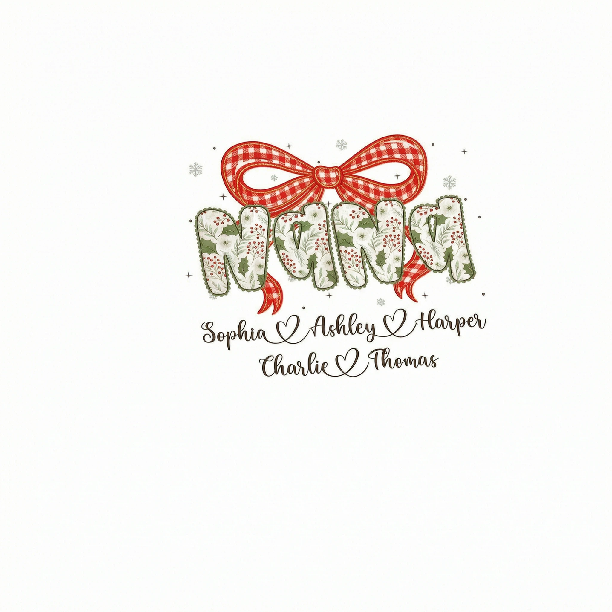 Grandma Coquette Floral Christmas Pattern With Kids Names