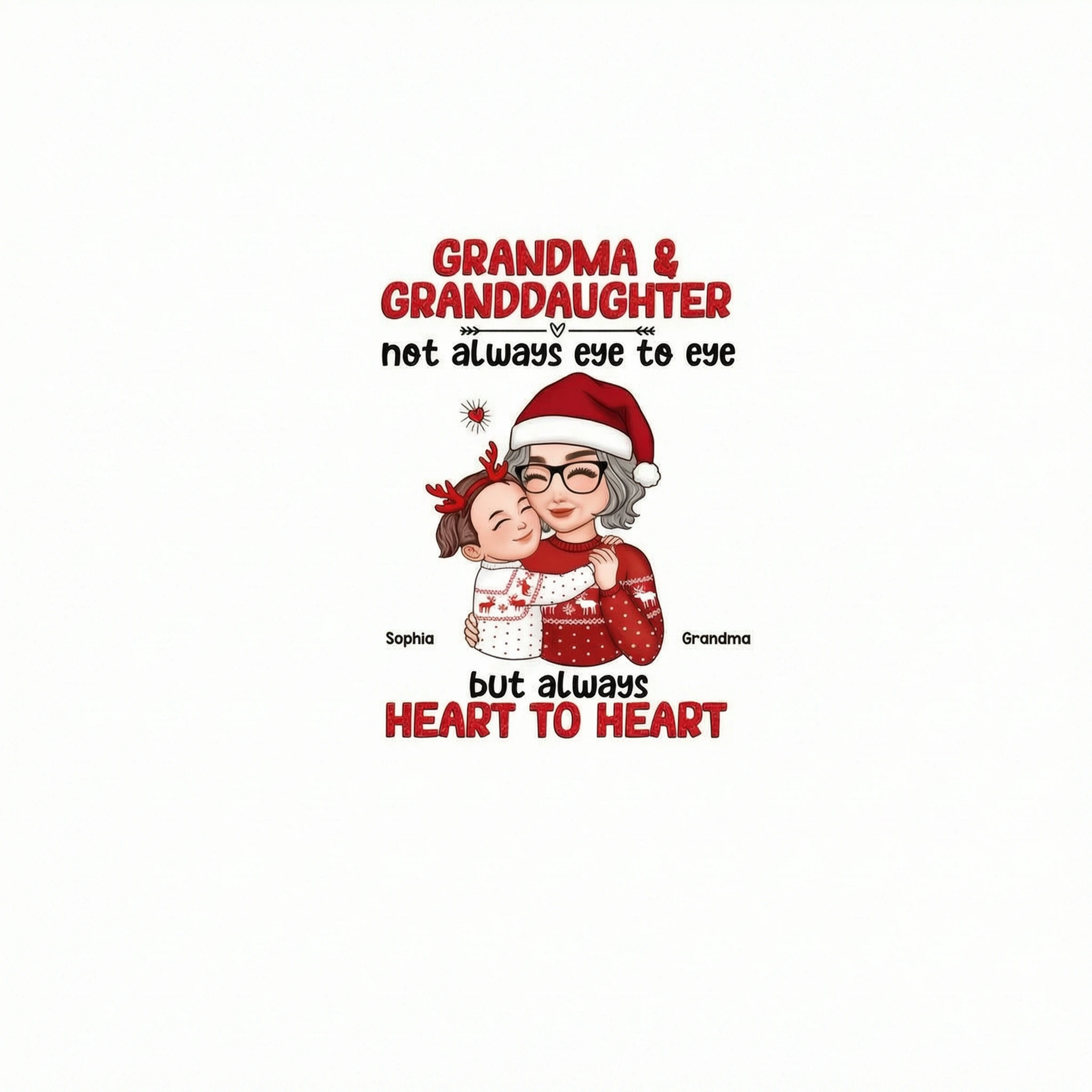Grandma Granddaughter Grandson Always Heart To Heart Personalized Shirt