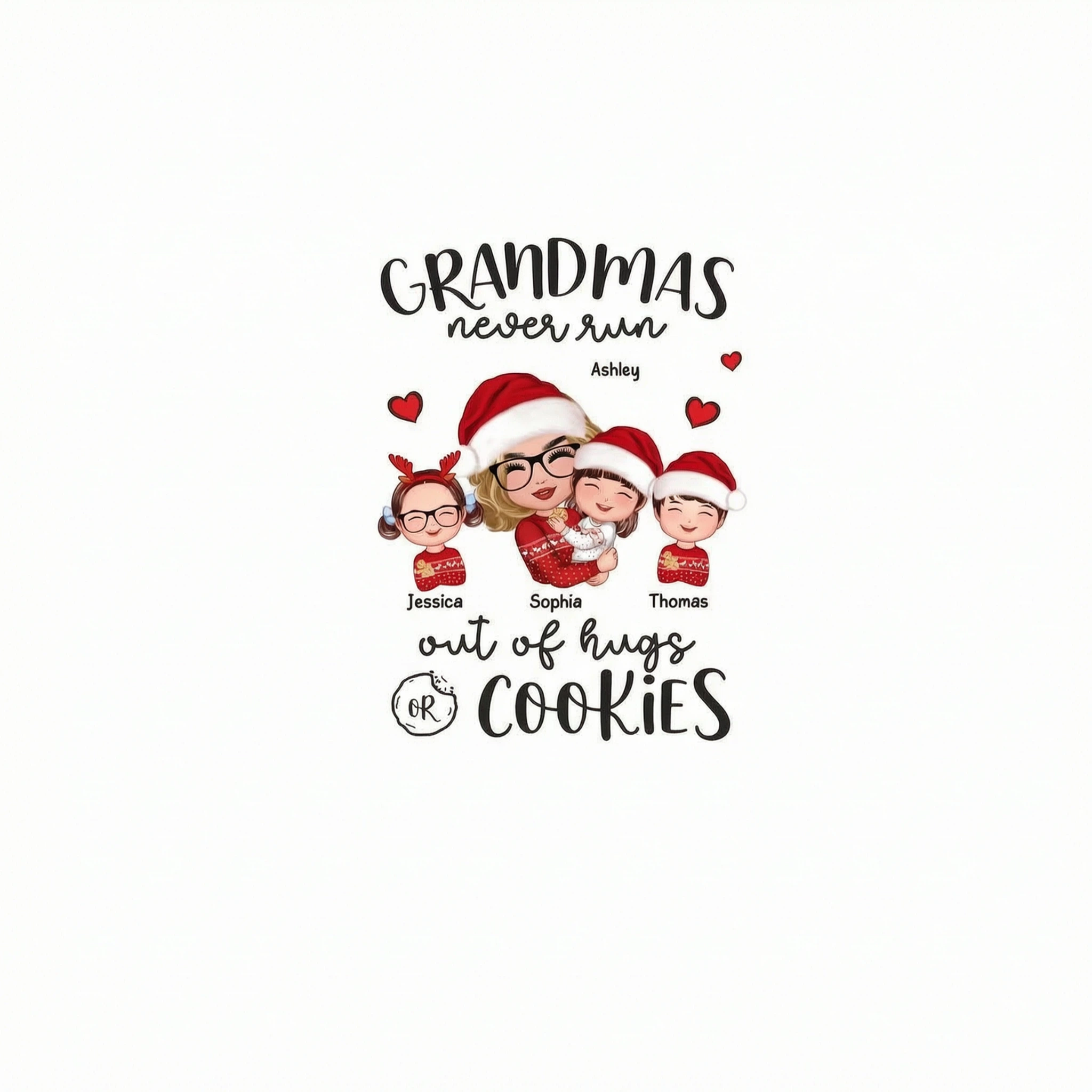 Grandma Never Run Out Of Hugs And Cookies Personalized Christmas Sweatshirt Hoodie
