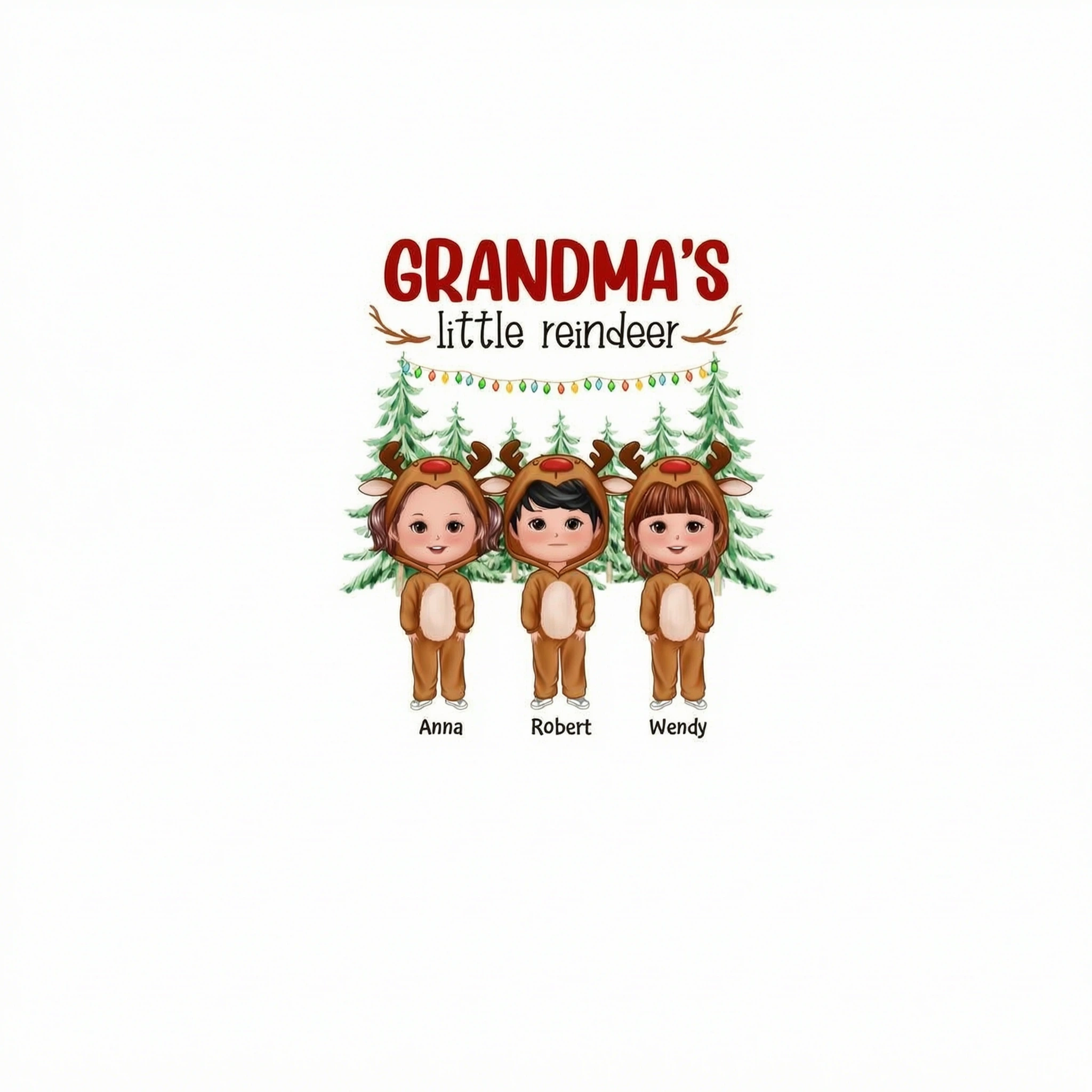 Grandma�s Little Reindeer Doll Kids Christmas Personalized Shirt