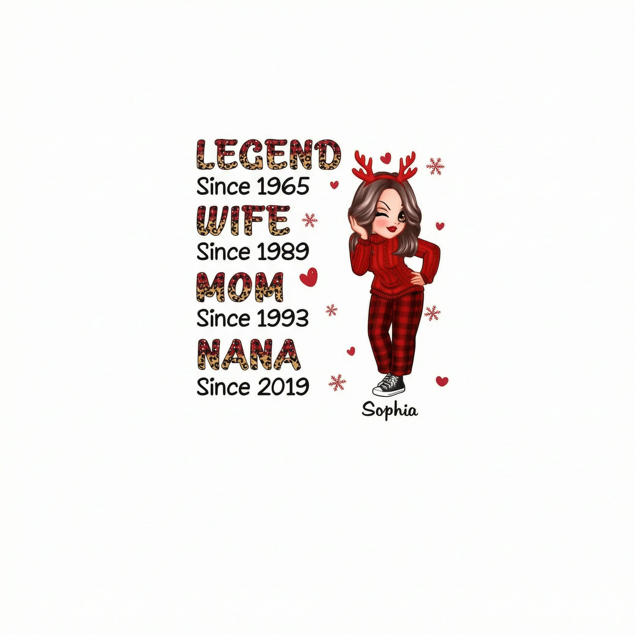 Half Checkered Leopard Sassy Legend Wife Mom Grandma Christmas Personalized Shirt