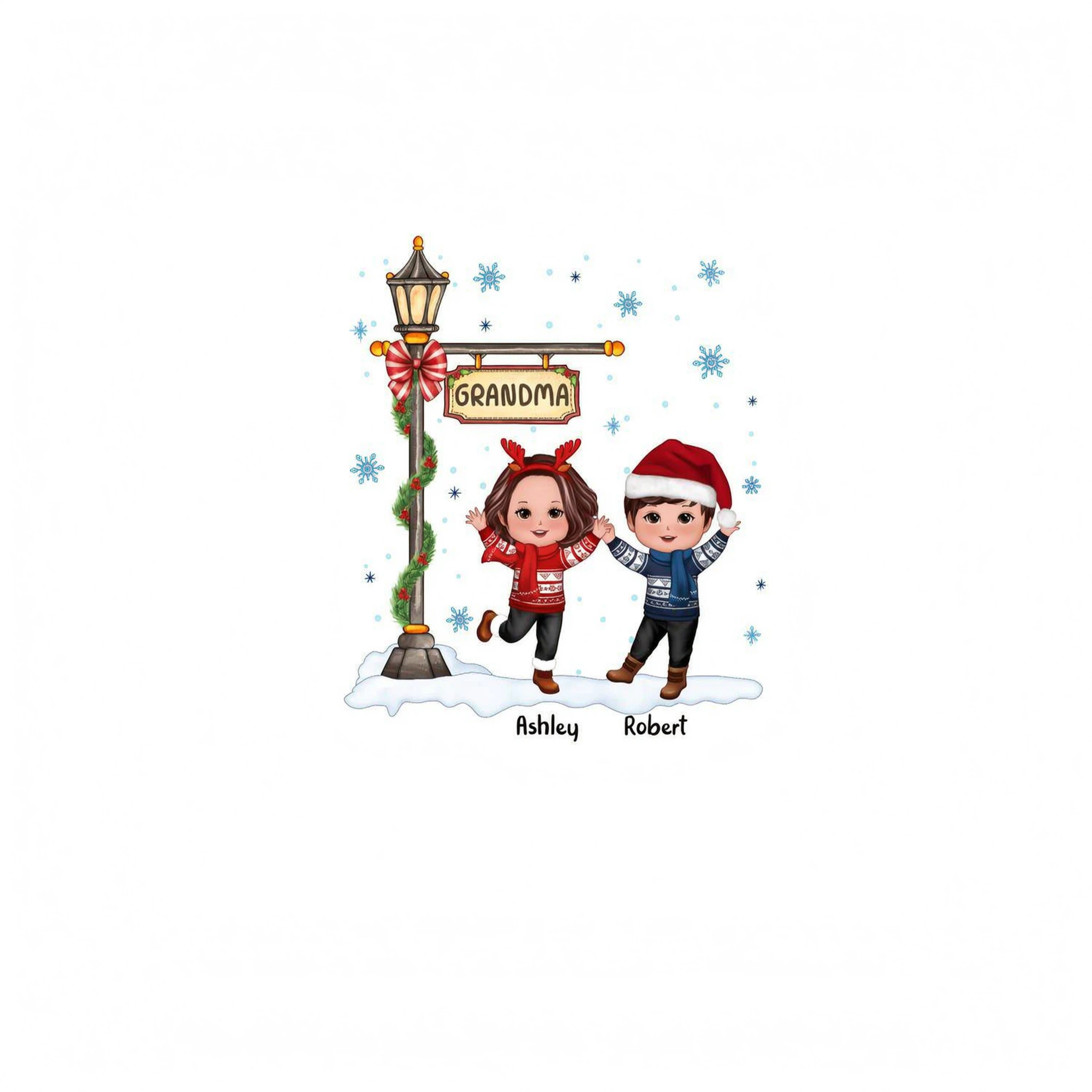 Happy Christmas Doll Kids Under Lamp Post Personalized Shirt
