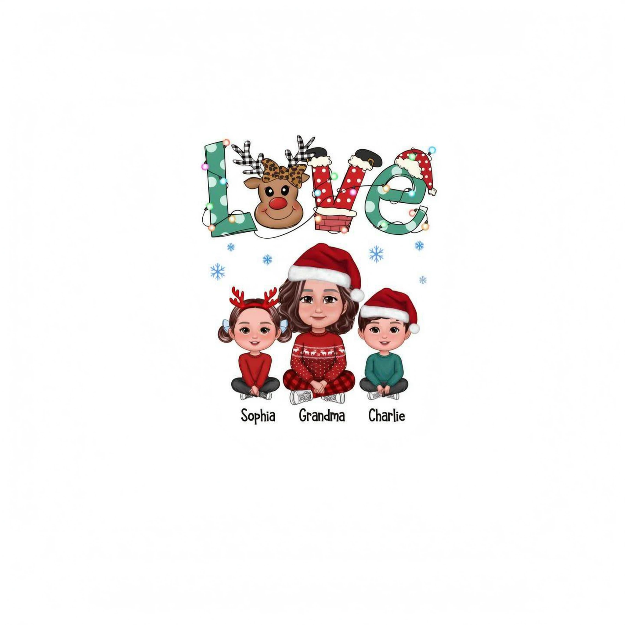 LOVE Grandma Mom Life Crossed Legs Christmas Pattern Personalized Shirt