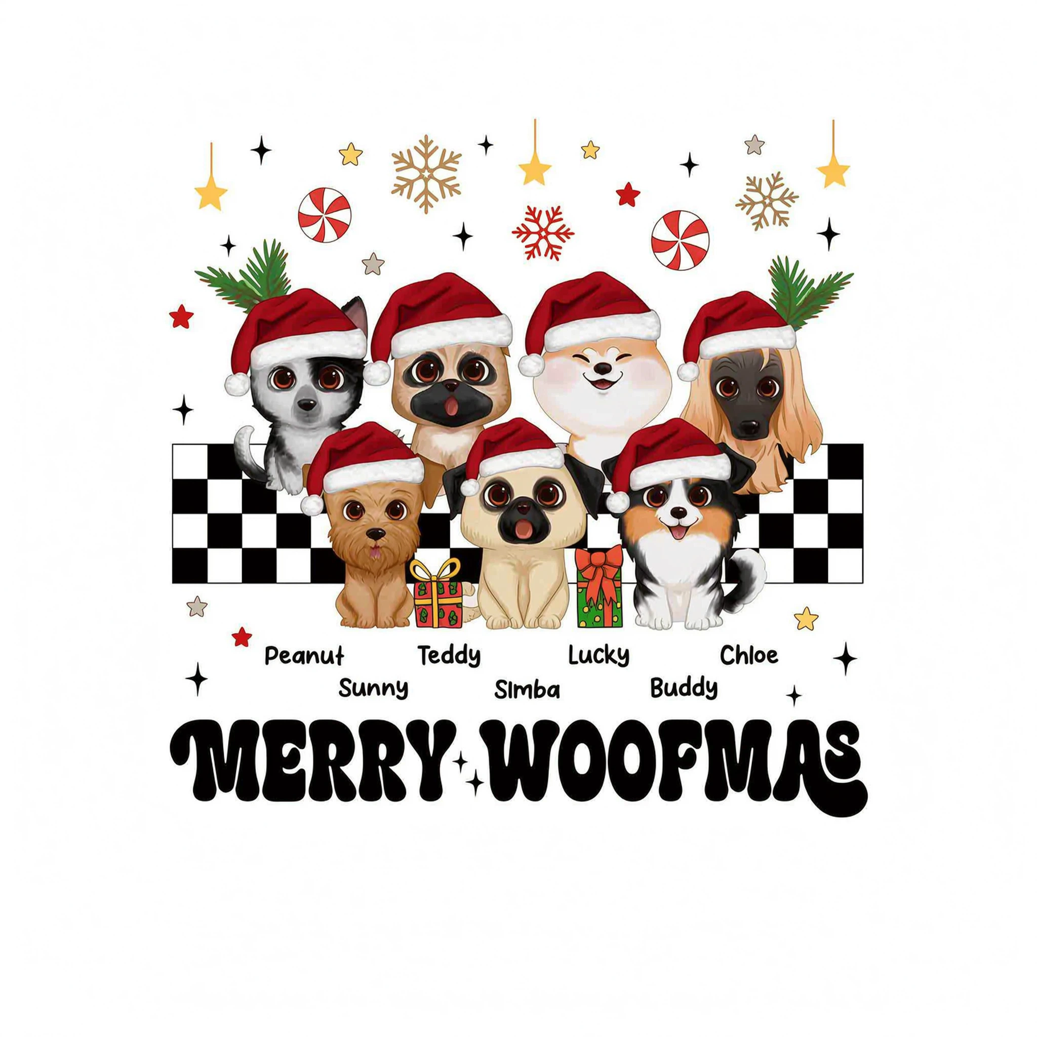 Merry Woofmas Dog Mama Vintage Style Personalized Christmas Shirt