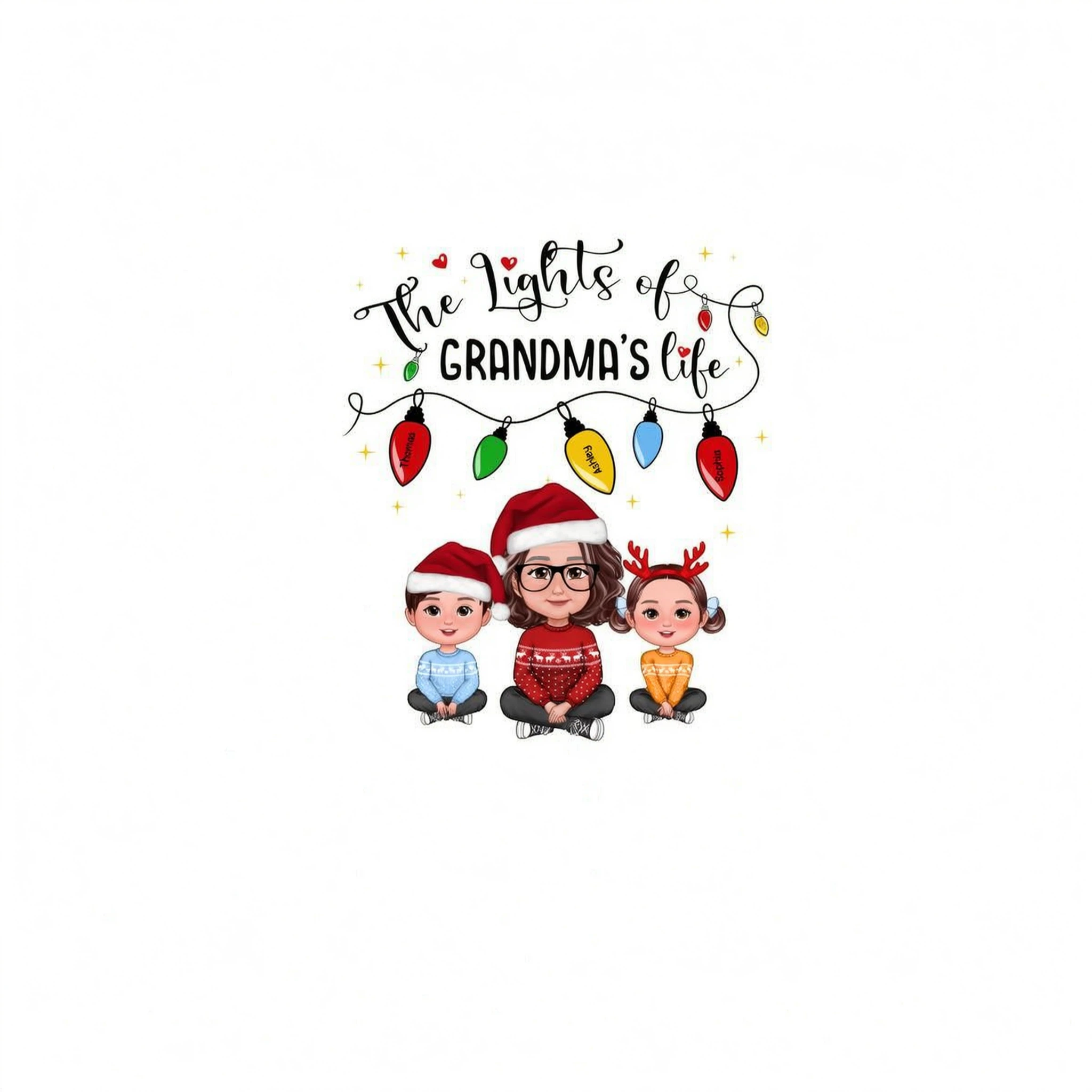 The Light Of Grandma Life Grandma Grandkids Christmas Personalized Shirt