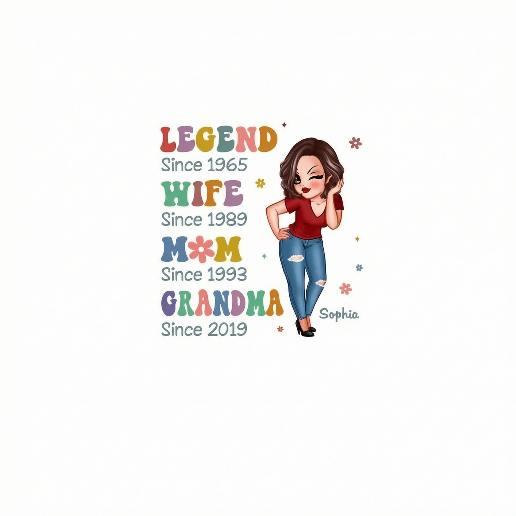 Half Colorful Legend Wife Mom Grandma Personalized Shirt