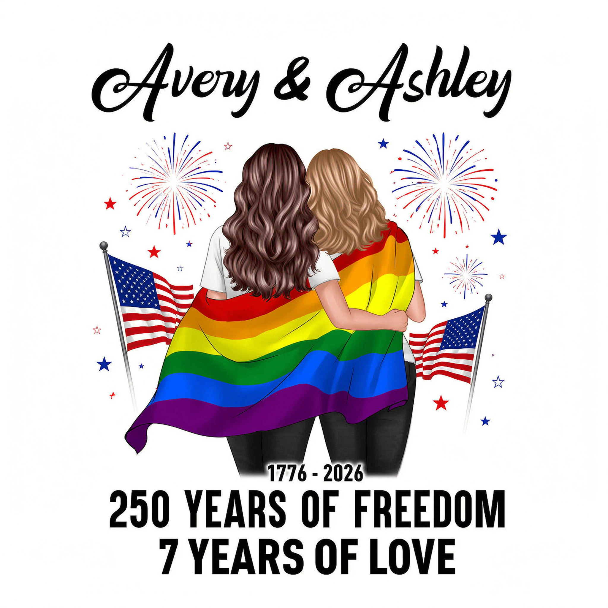 250 Years of Freedom LGBT Couple - Personalized Shirt