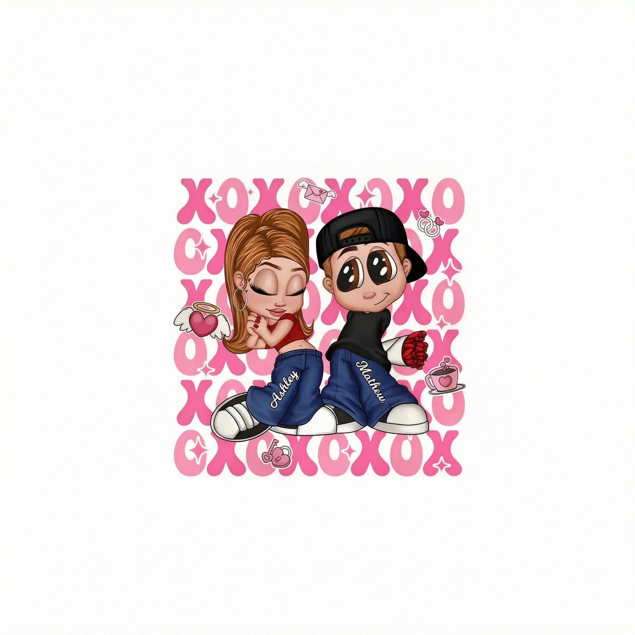 XOXO Y2K Couple  Personalized Shirt, Gift for Him for Her