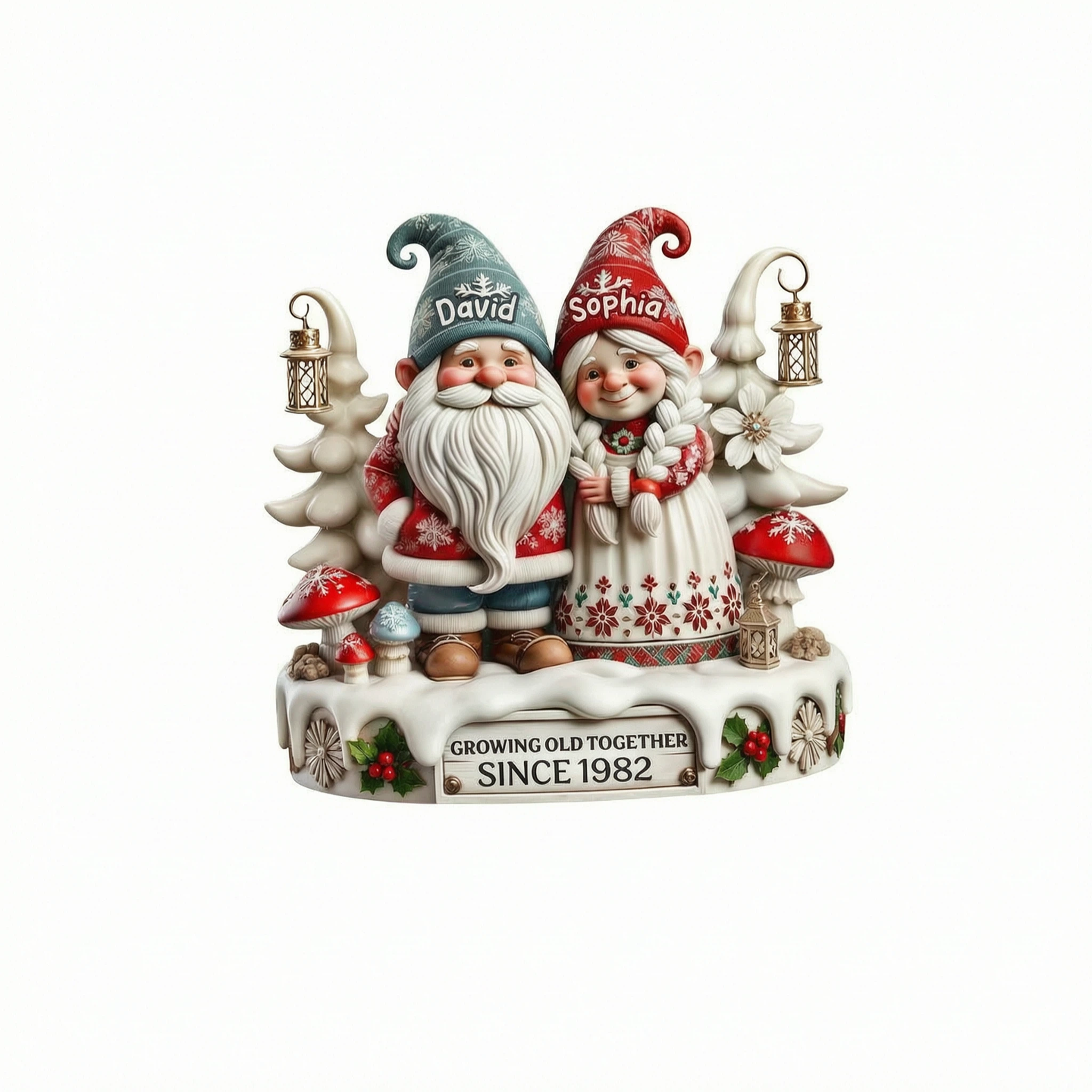 3D Effect Gnome Couple Together Christmas Personalized Shirt, Heartfelt Gift For Couple, For Him, For Her, Husband, Wife
