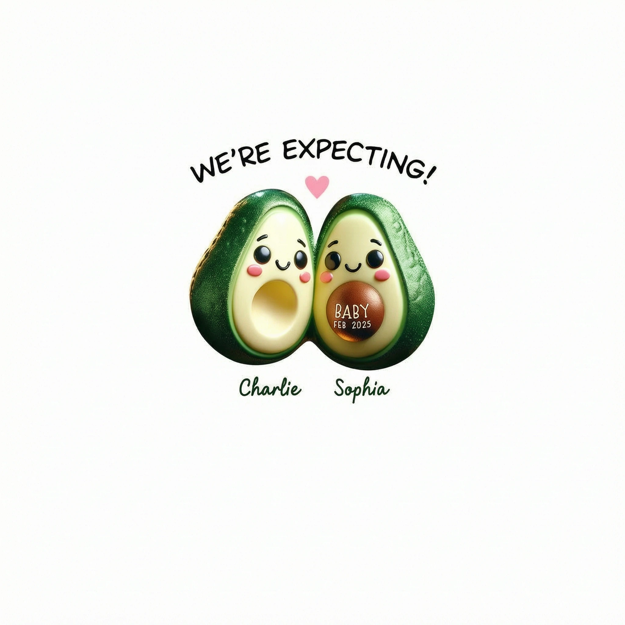 Avocado Couple Expecting Parents Pregnancy Announcement Keepsake Personalized Shirt