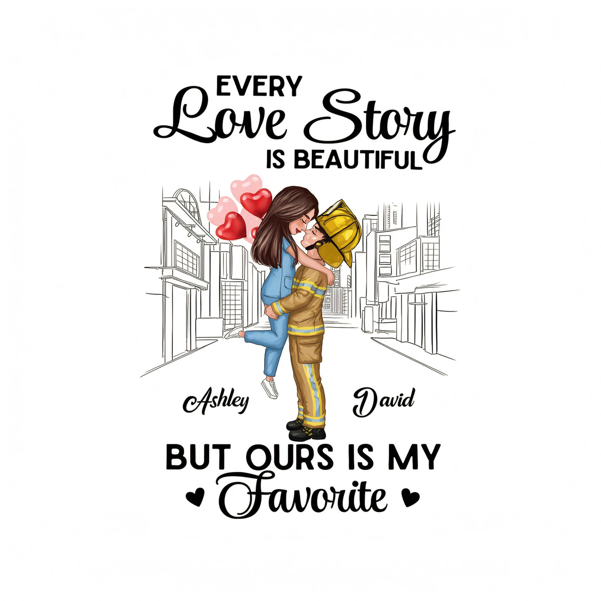 Our Love Story Is The Best Couple Hugging Kissing Gifts by Occupation Gift For Her Gift For Him Firefighter, Nurse, Poli