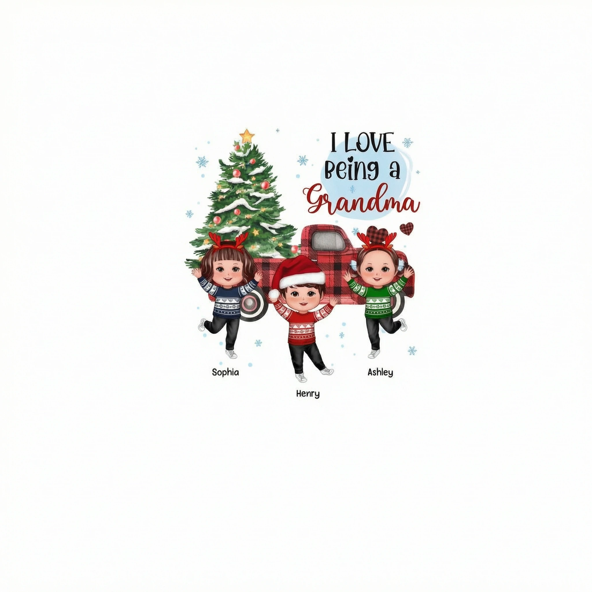 Love Being A Grandma Nana Happy Doll Kids By Christmas Truck Personalized Shirt