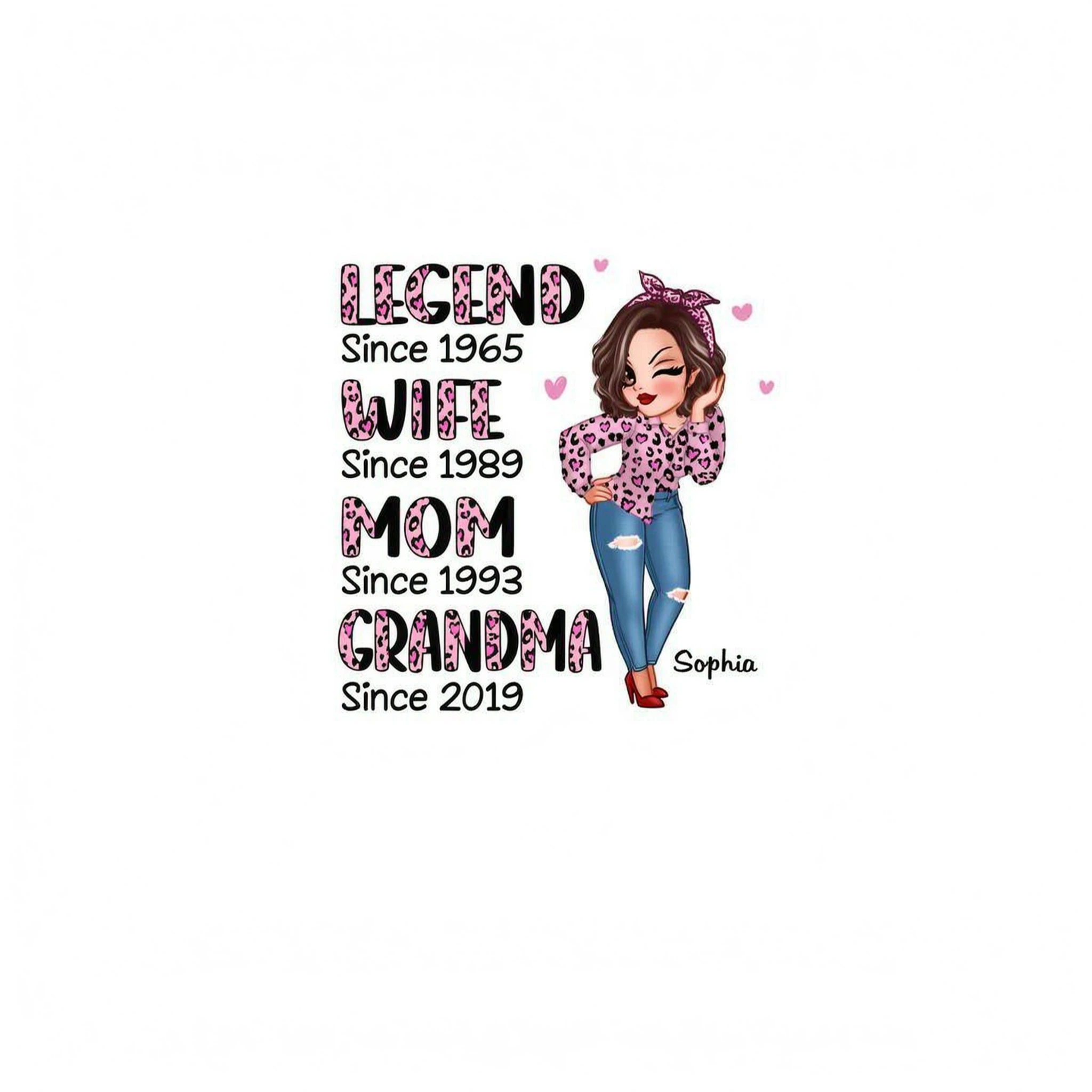 Legend Wife Mom Grandma Pink Leopard Pattern Personalized Shirt, Heartfelt 2025 Gift For Grandma, Mom