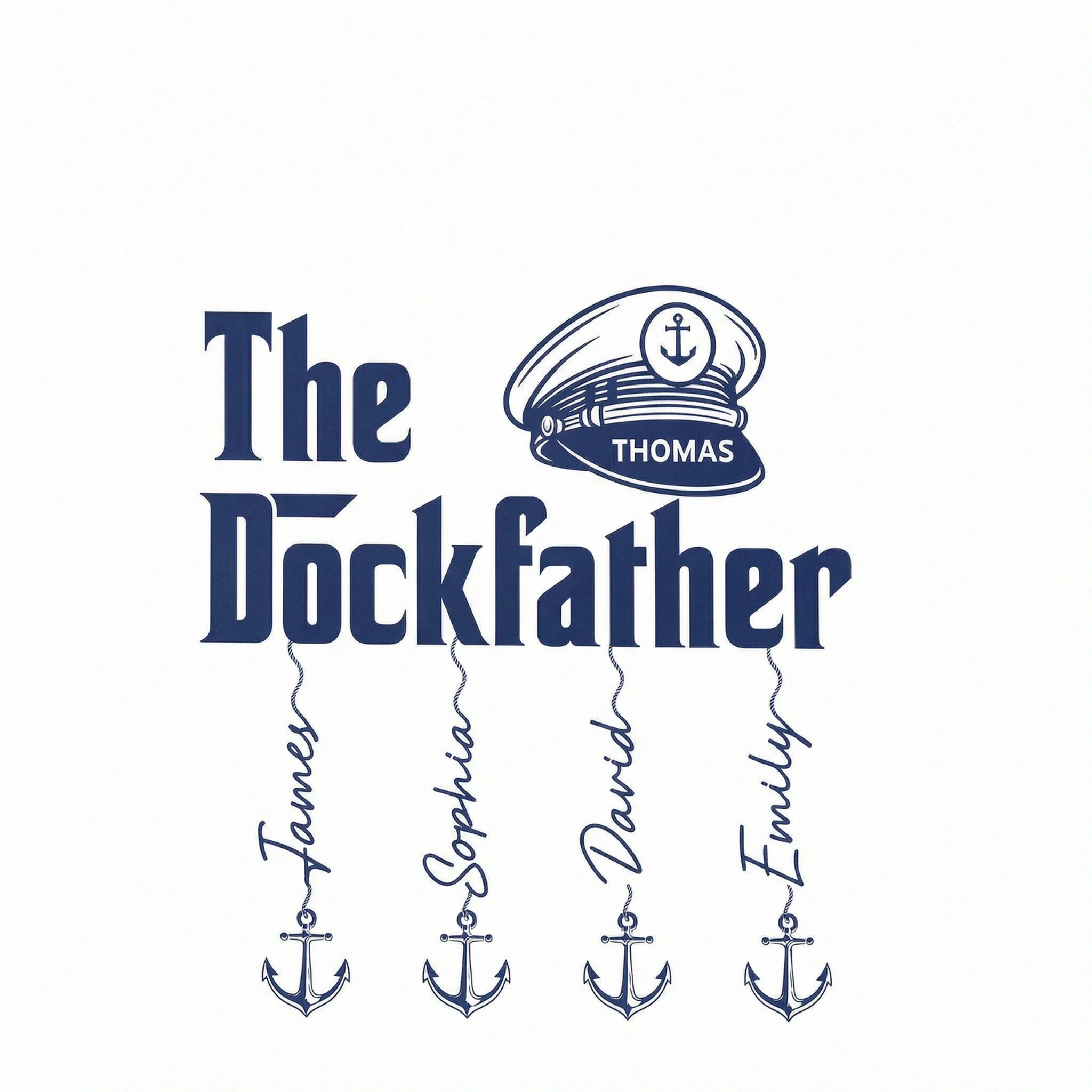 The Dockfather Boat Captain Custom Kids Names - Personalized Shirt - Lake Life Father's Day Gift For Husband, Dad