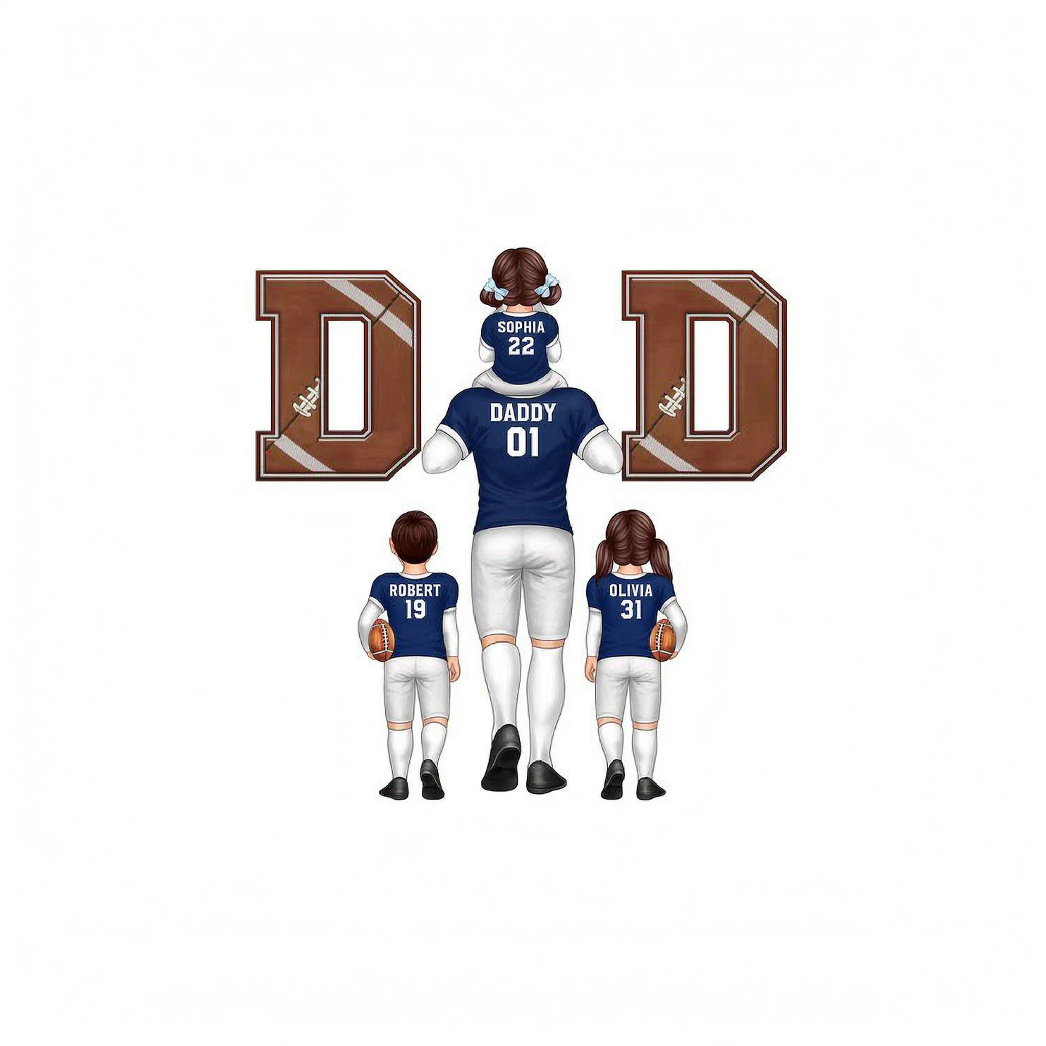 American Football Dad Fan Piggy Back Personalized Shirt, Unique 2025 Father's Day Gift For Dad, For Grandpa, For Husband